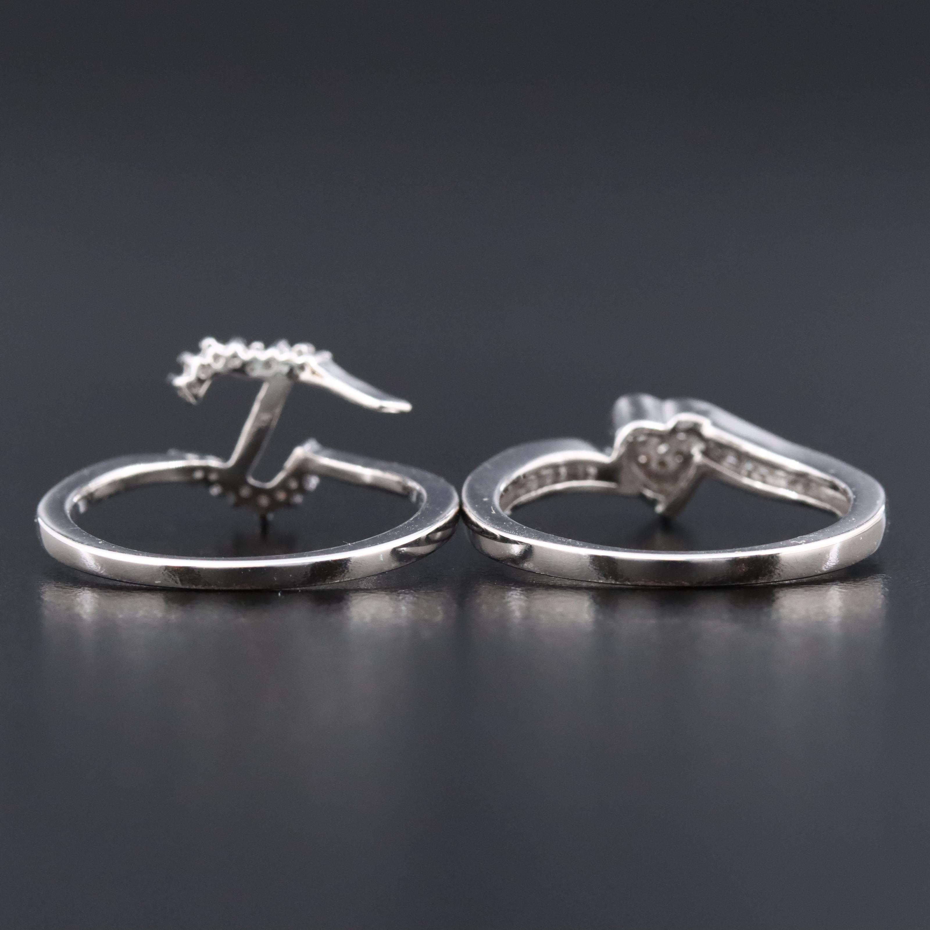 Sterling Diamond Heart Ring Set