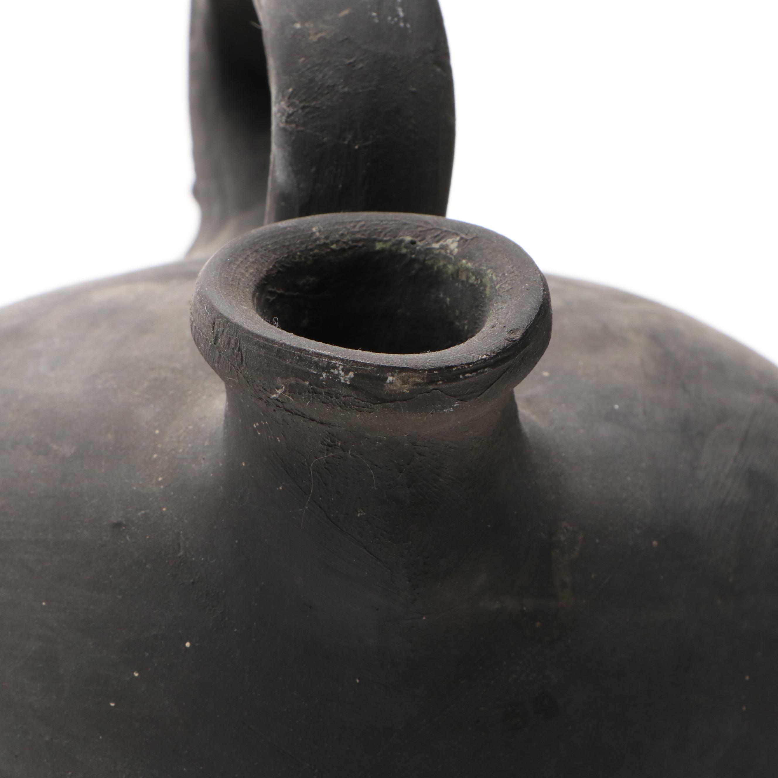 Spanish Catalan Style Black Ceramic Water Jug