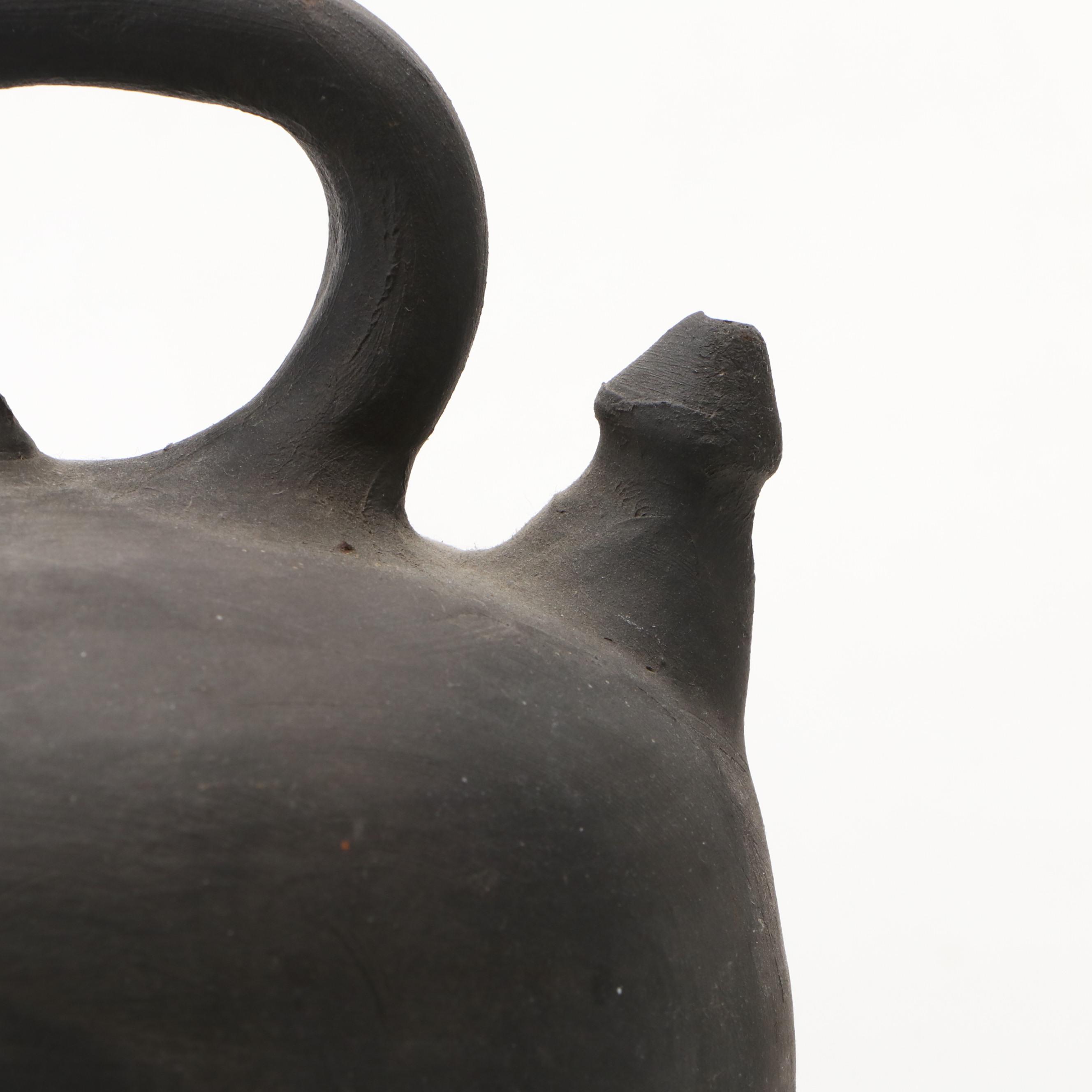 Spanish Catalan Style Black Ceramic Water Jug