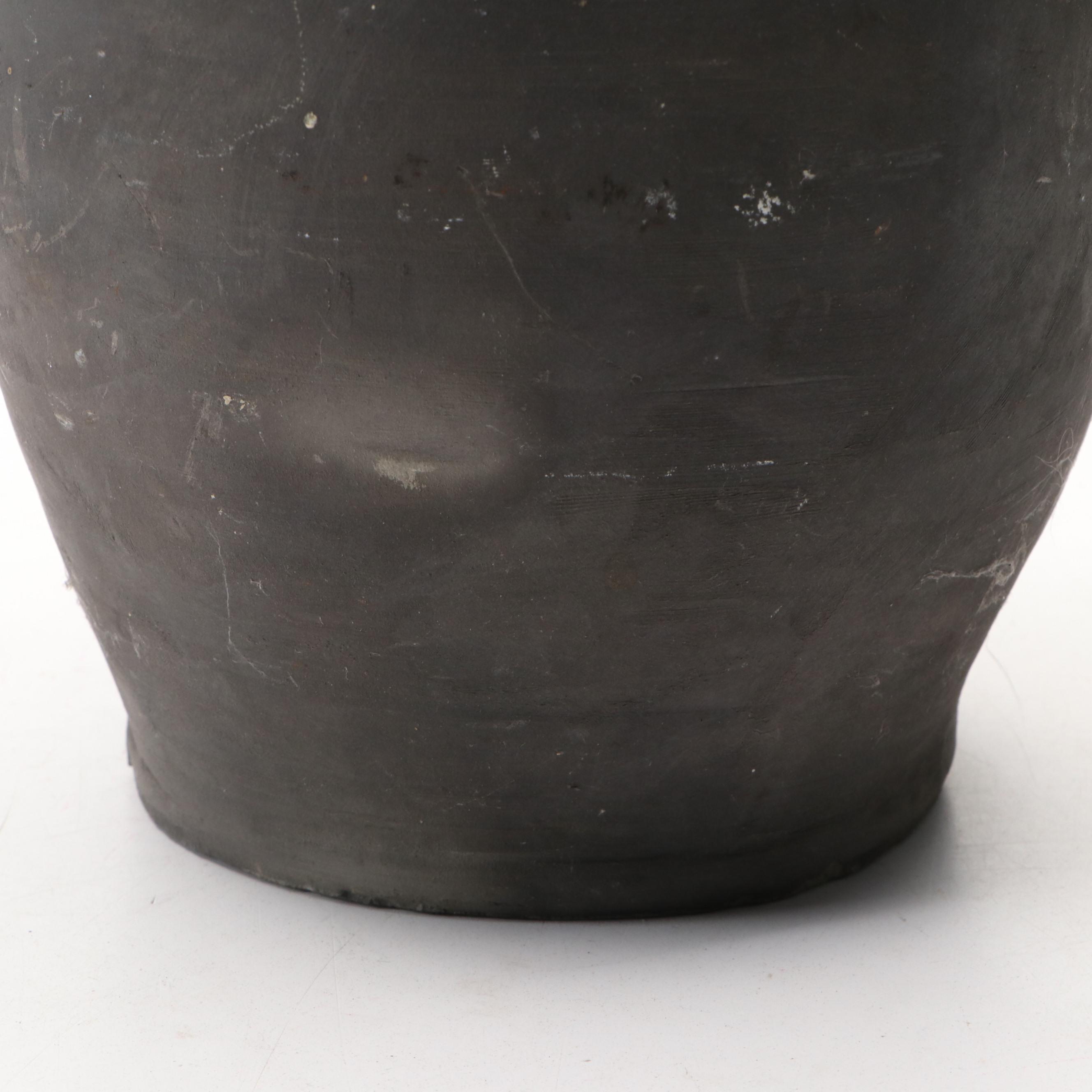 Spanish Catalan Style Black Ceramic Water Jug