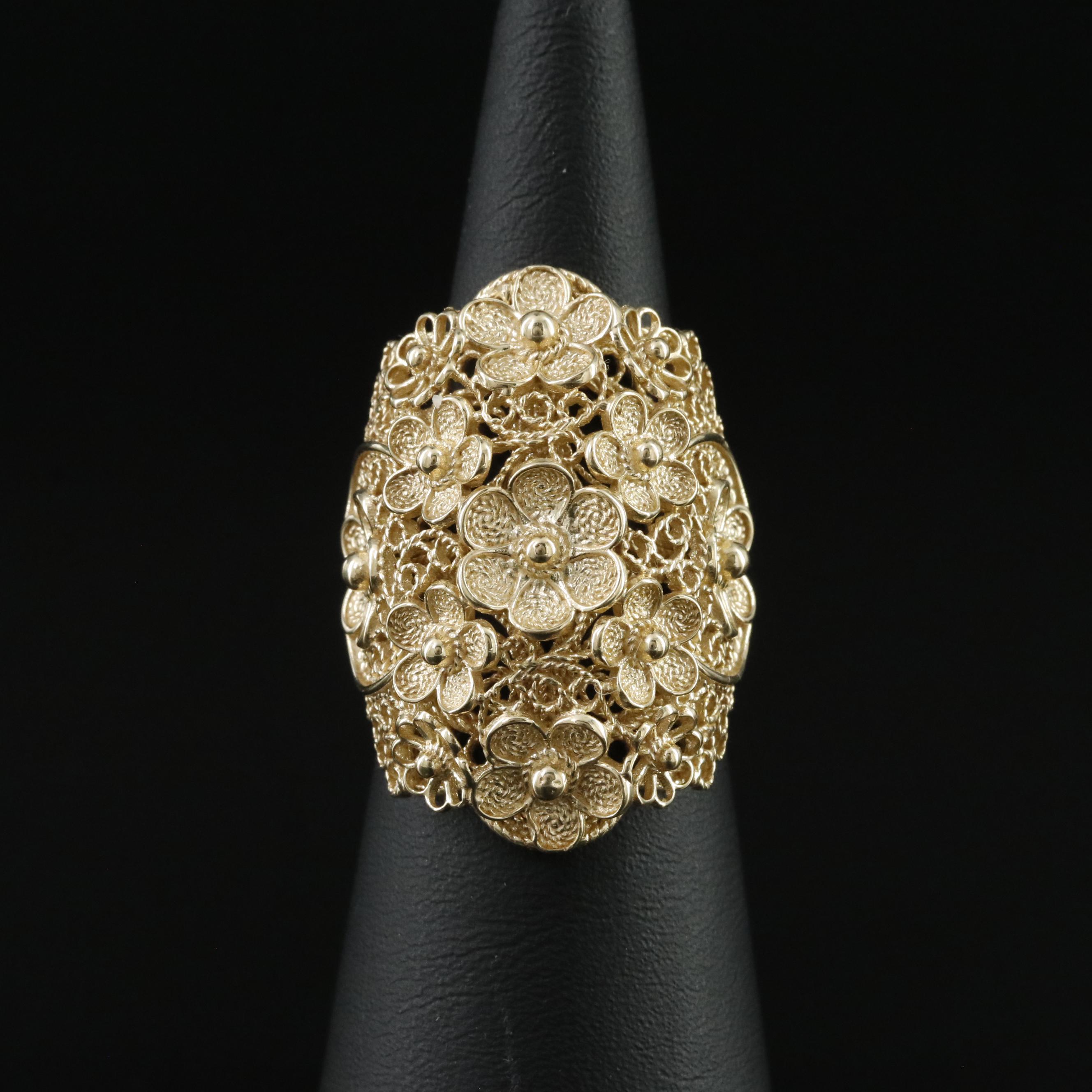 Sterling Floral Cluster Ring