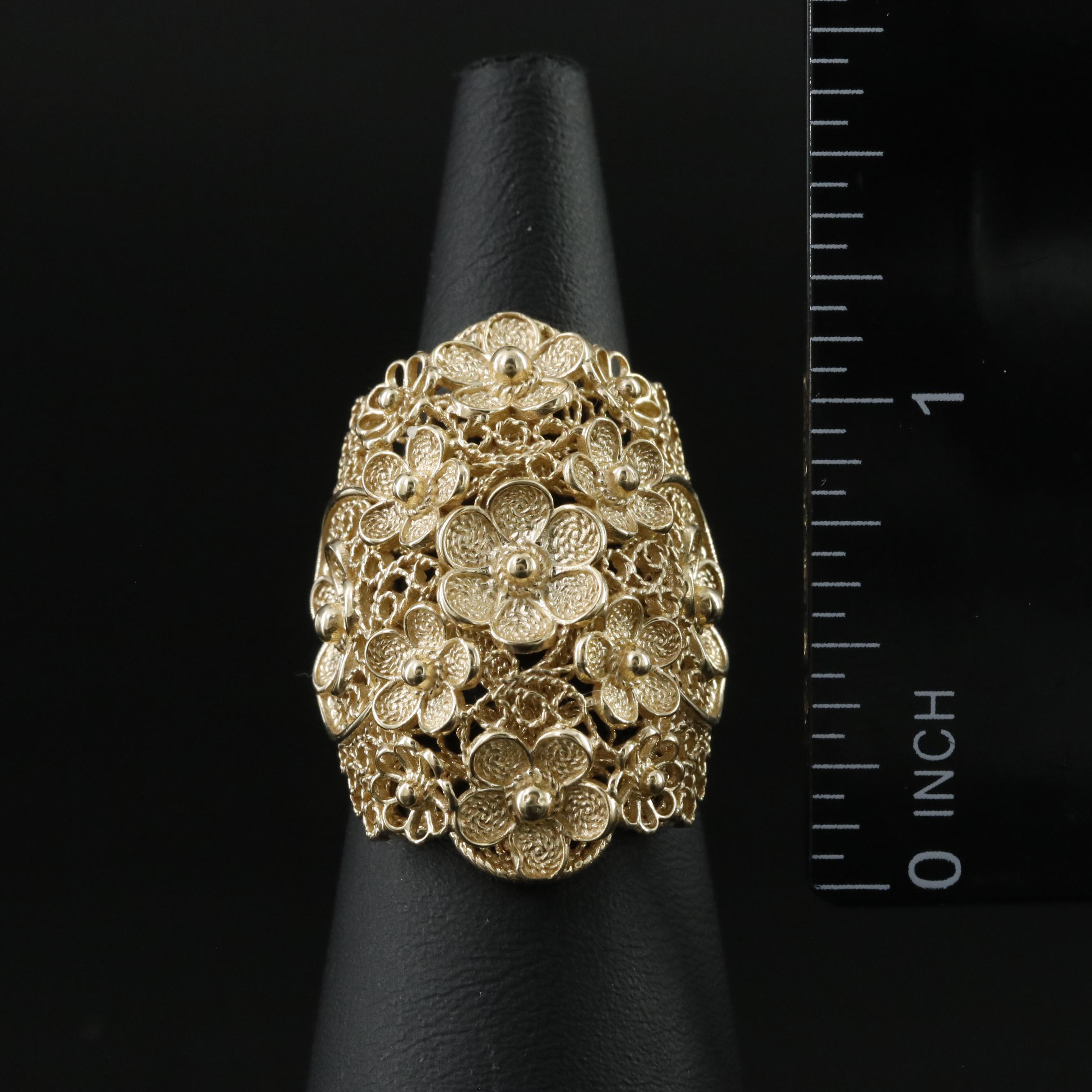 Sterling Floral Cluster Ring