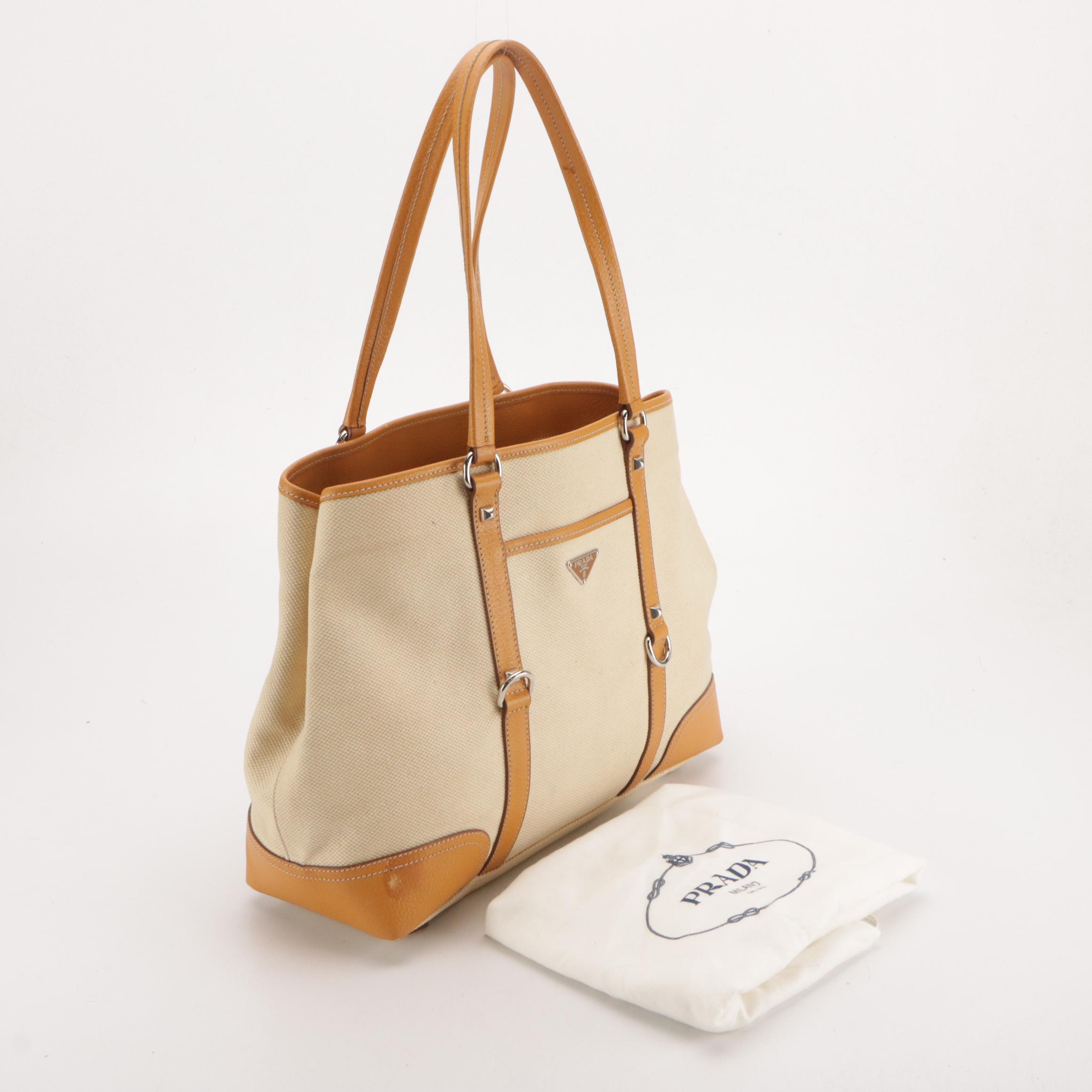Prada Canvas and Leather Tote