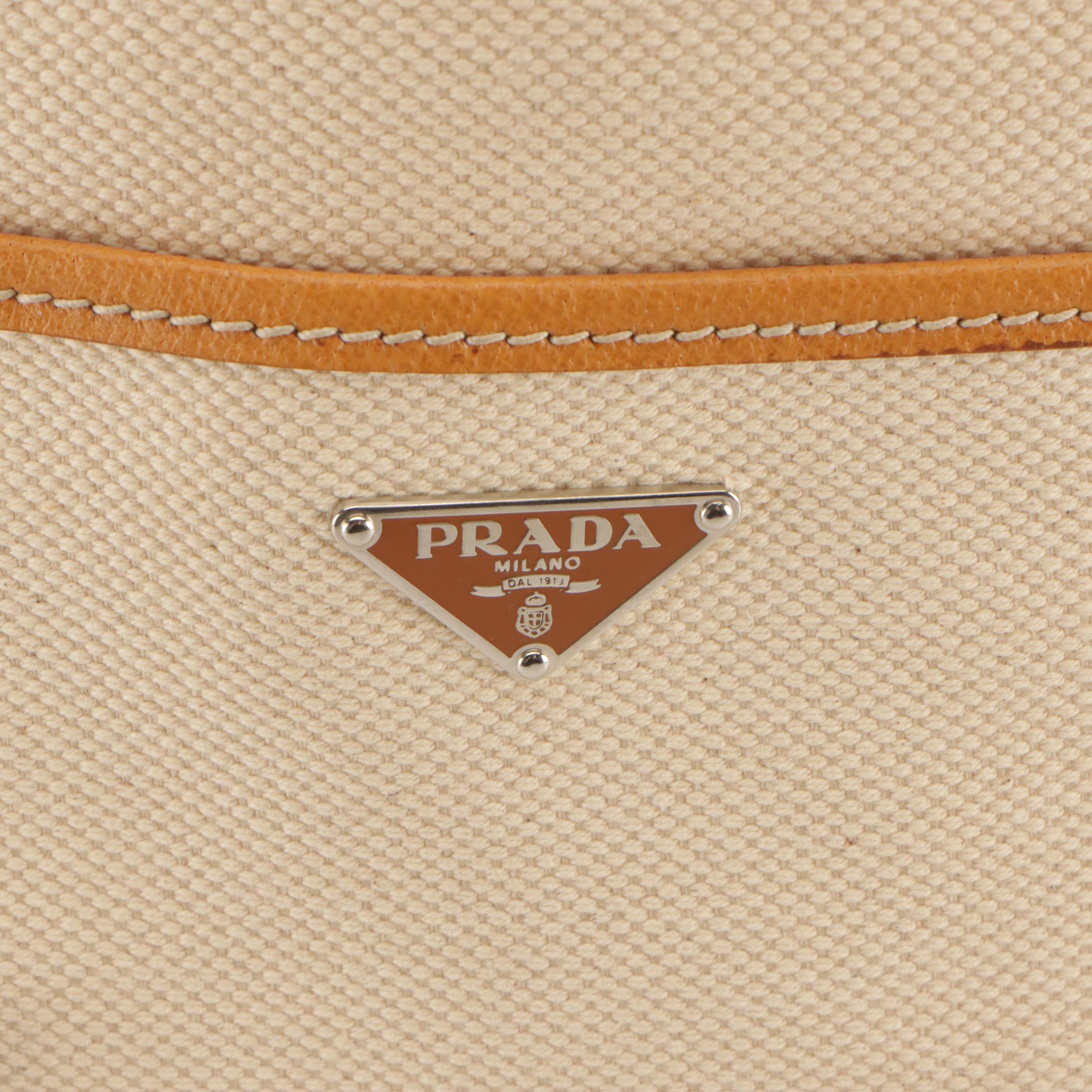 Prada Canvas and Leather Tote