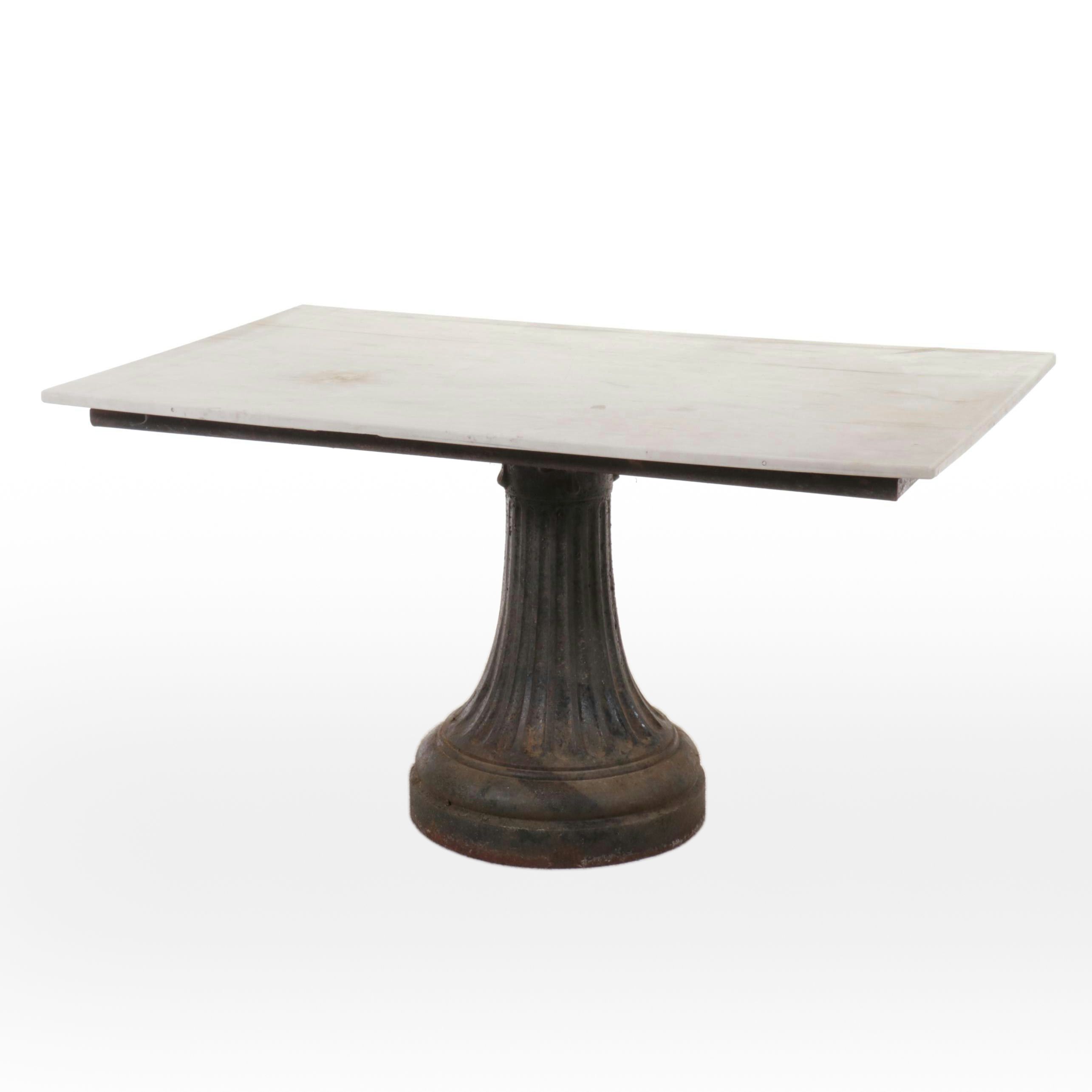Cast Iron Pedestal Table with Marble Top