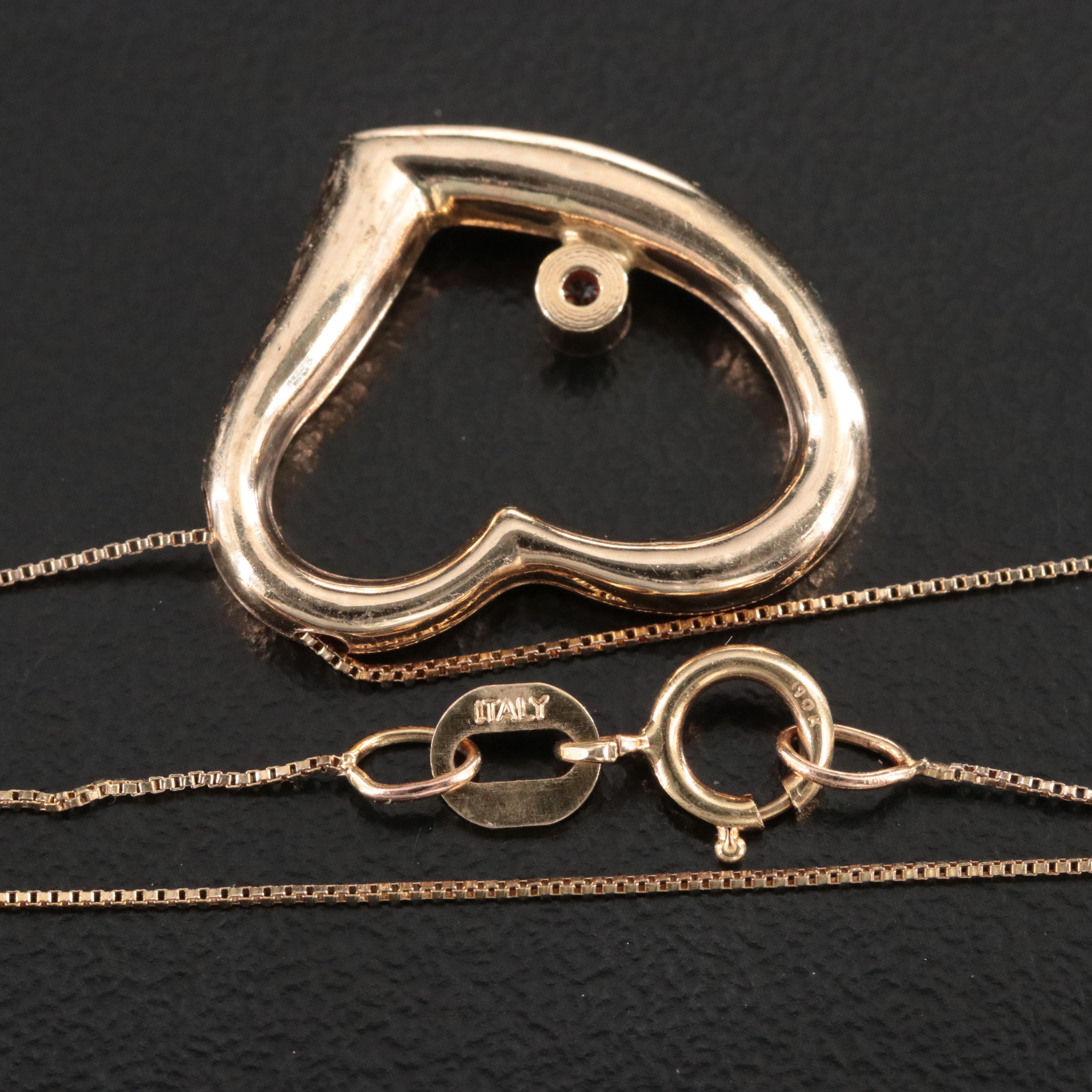 10K 0.03 CT Diamond Heart Slide Necklace