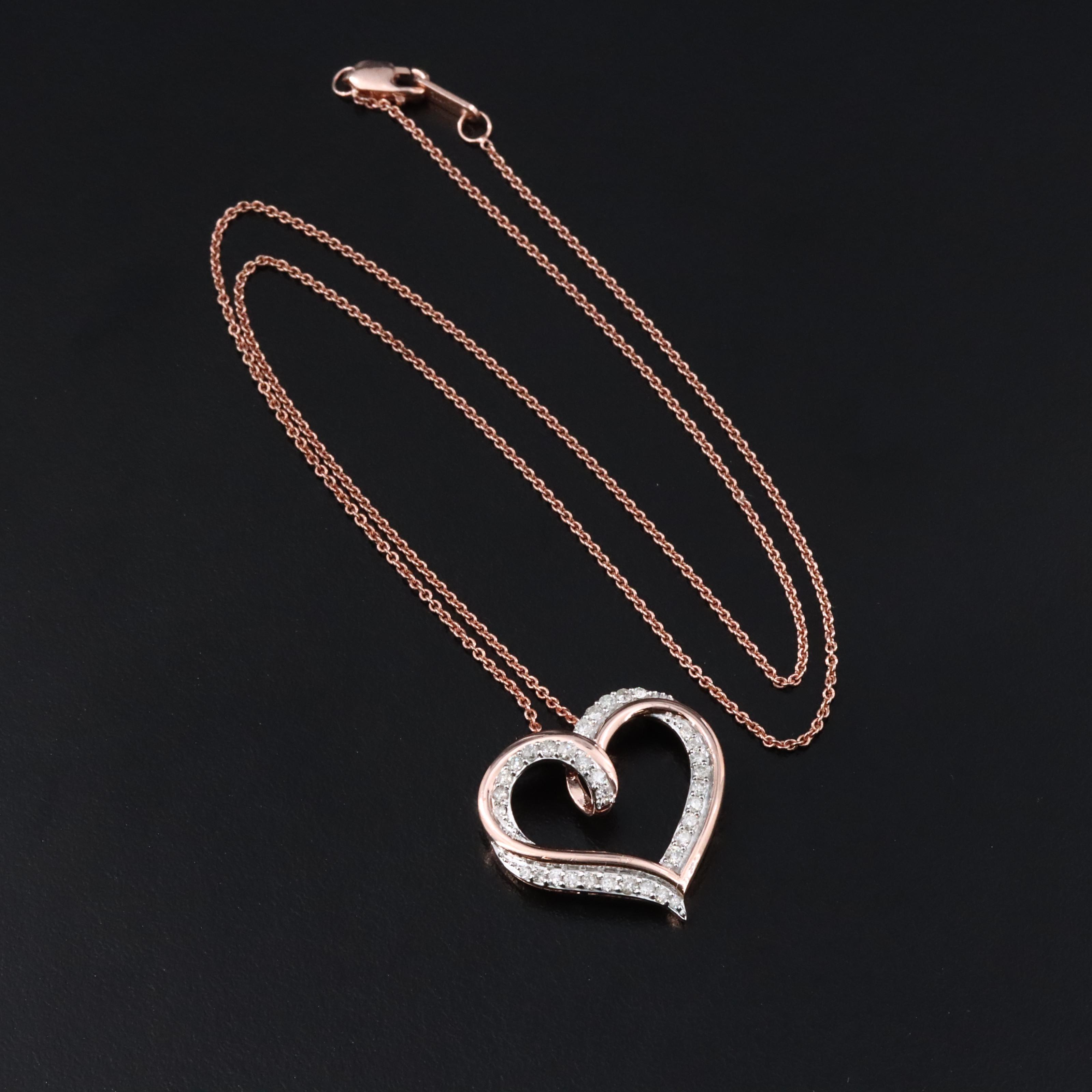 Sterling Diamond Heart Pendant Necklace