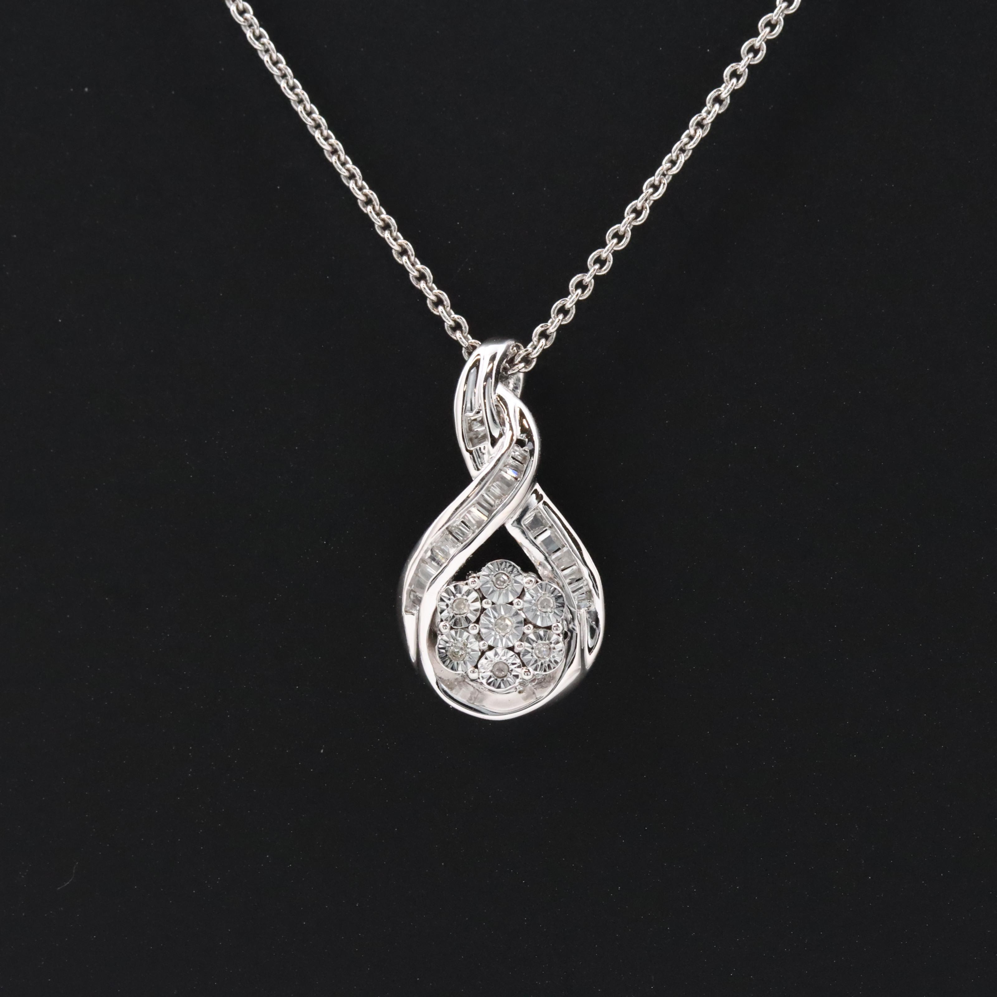 Sterling Diamond Pendant Necklace