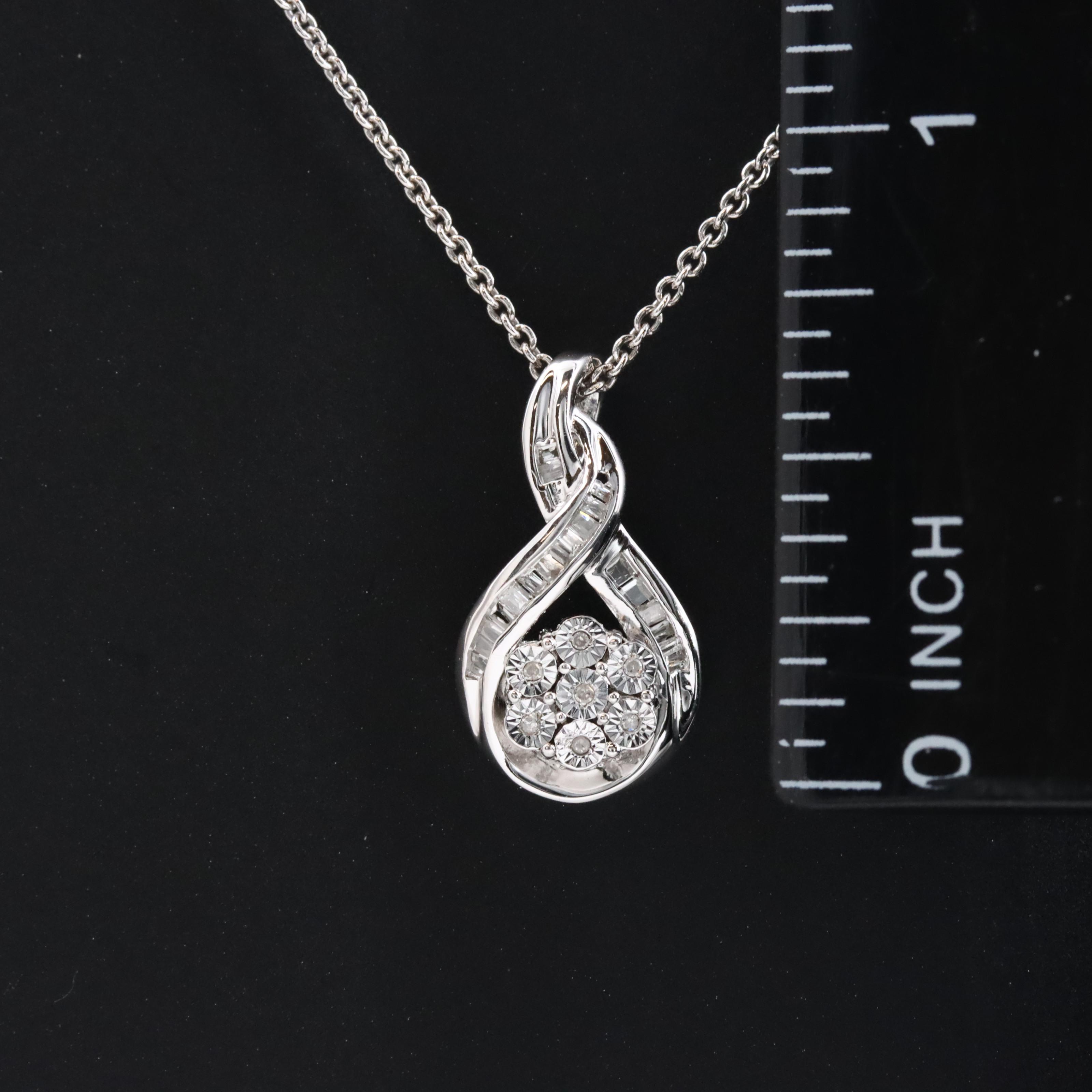 Sterling Diamond Pendant Necklace