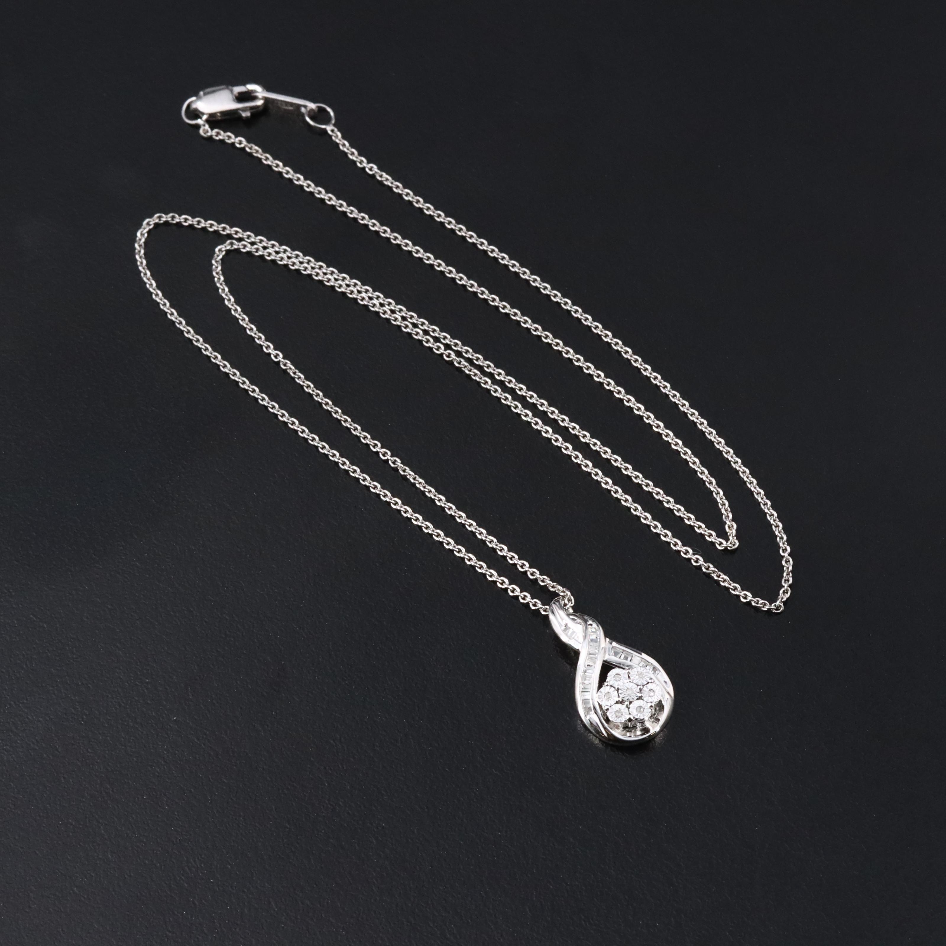 Sterling Diamond Pendant Necklace