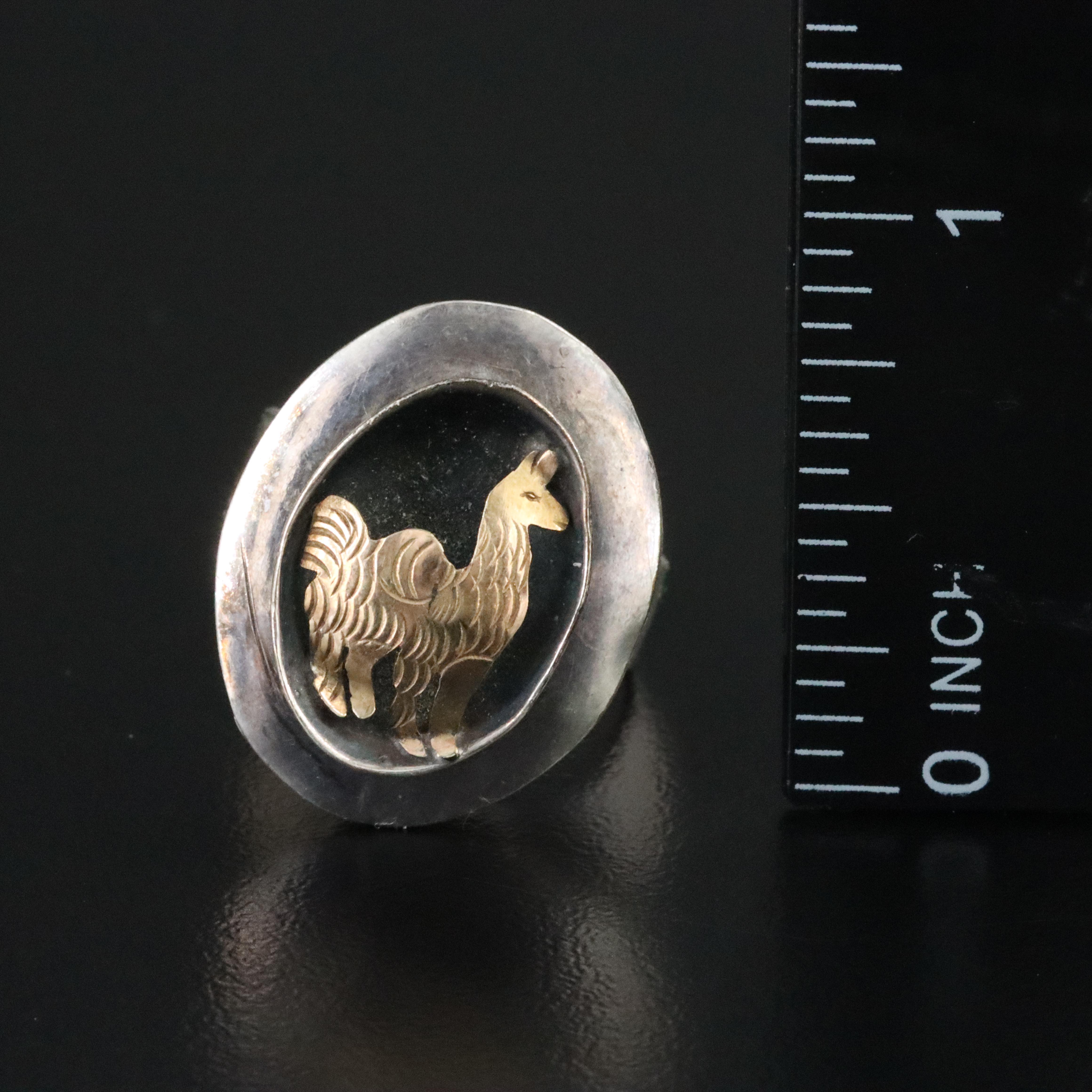 Peruvian Sterling Mesoamerican Themed Jewelry Set with 18K Accents