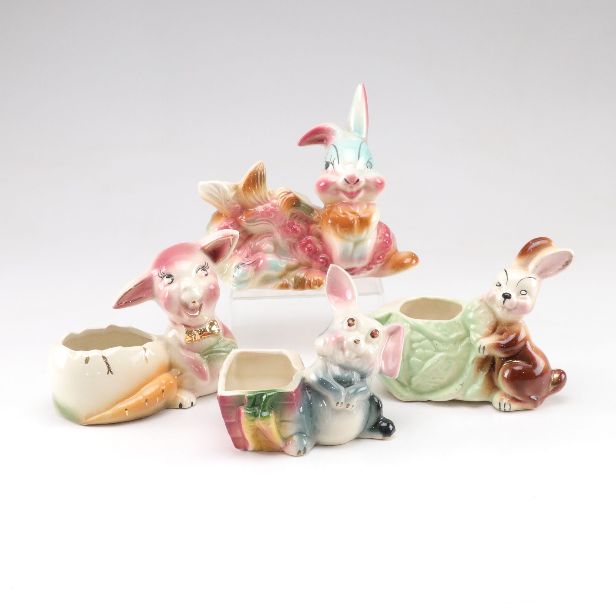 Disney's "Thumper" Porcelain Vase & Other Hand-Painted Bunny Planters