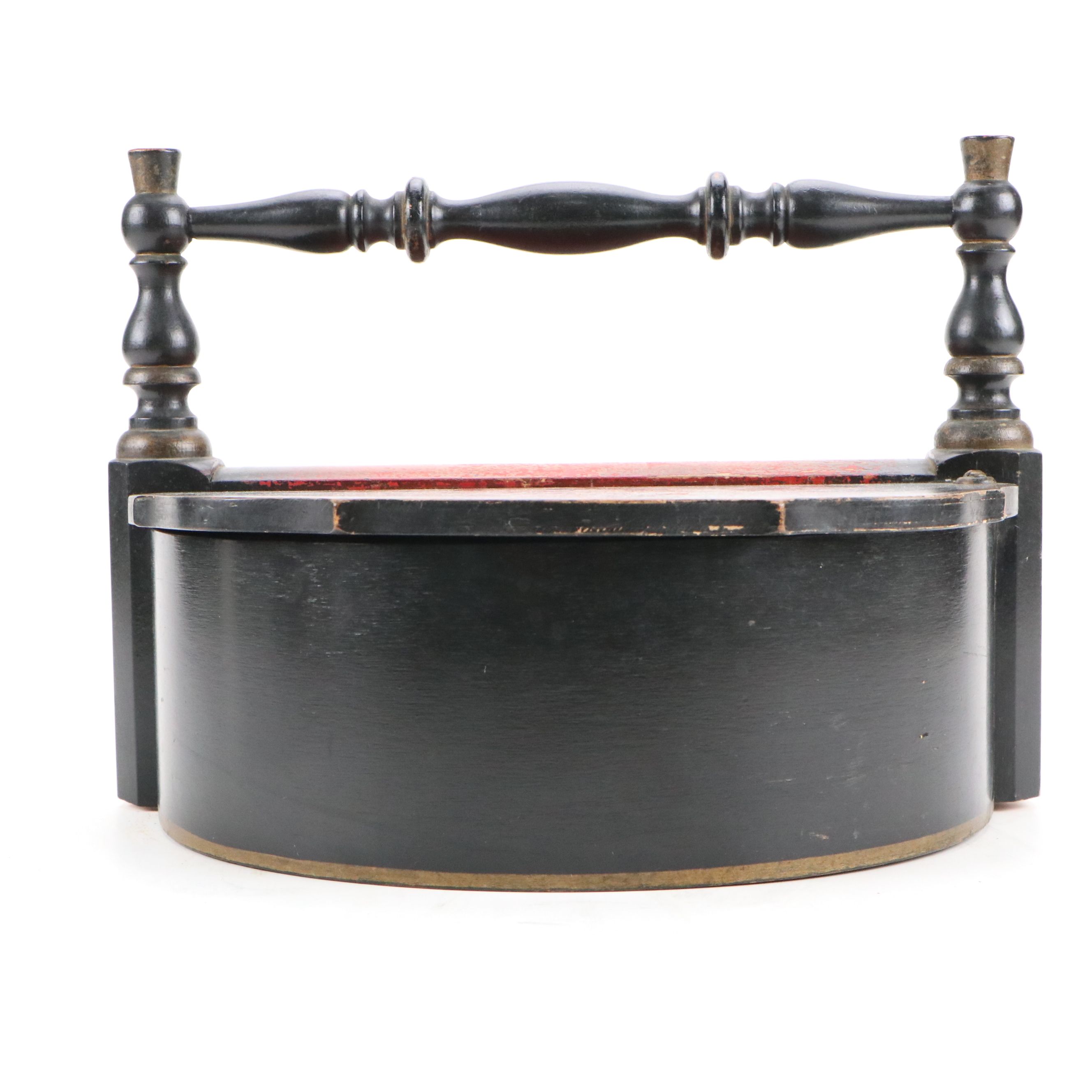 Hand-Painted Swinging Lid Handled Wood Box