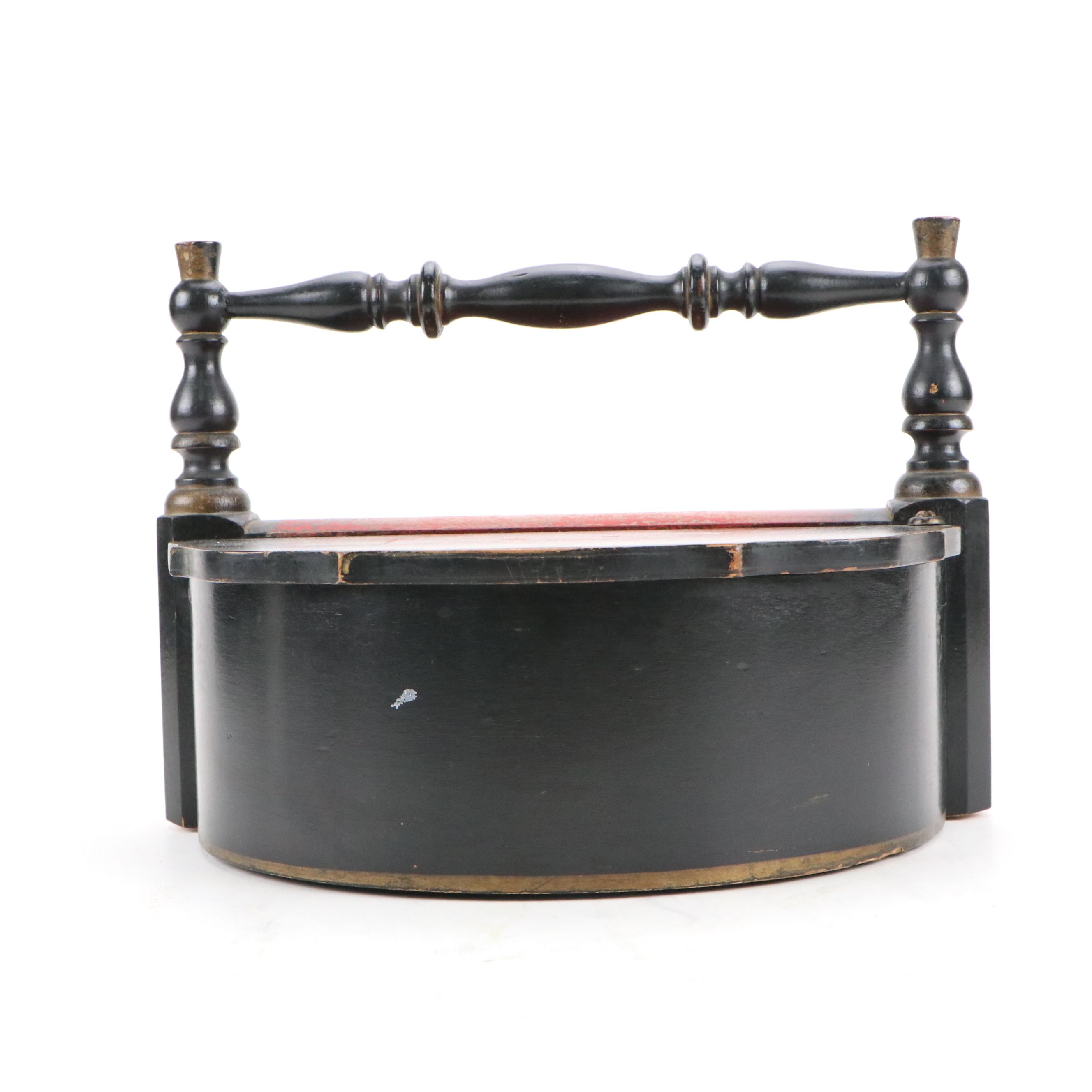 Hand-Painted Swinging Lid Handled Wood Box