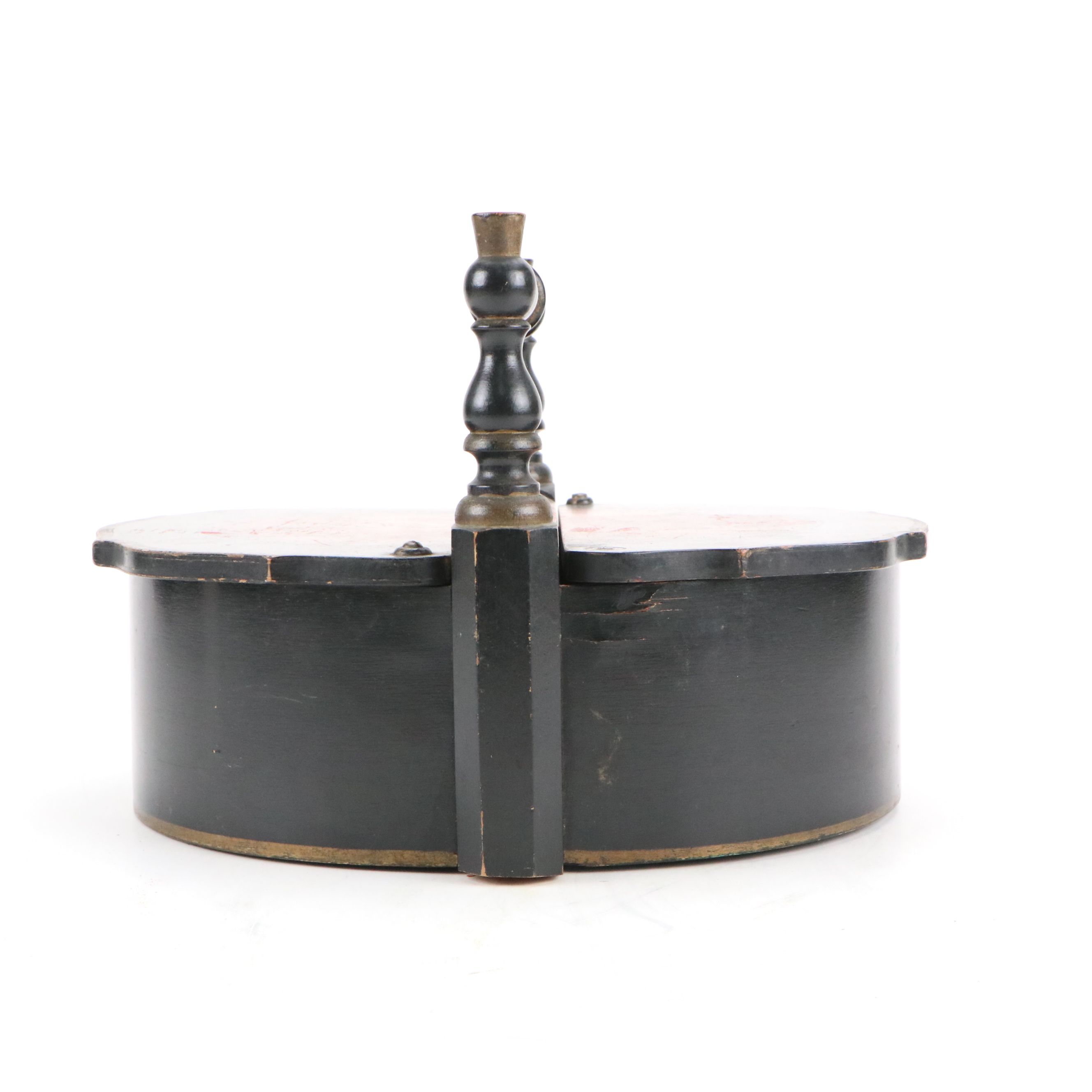 Hand-Painted Swinging Lid Handled Wood Box