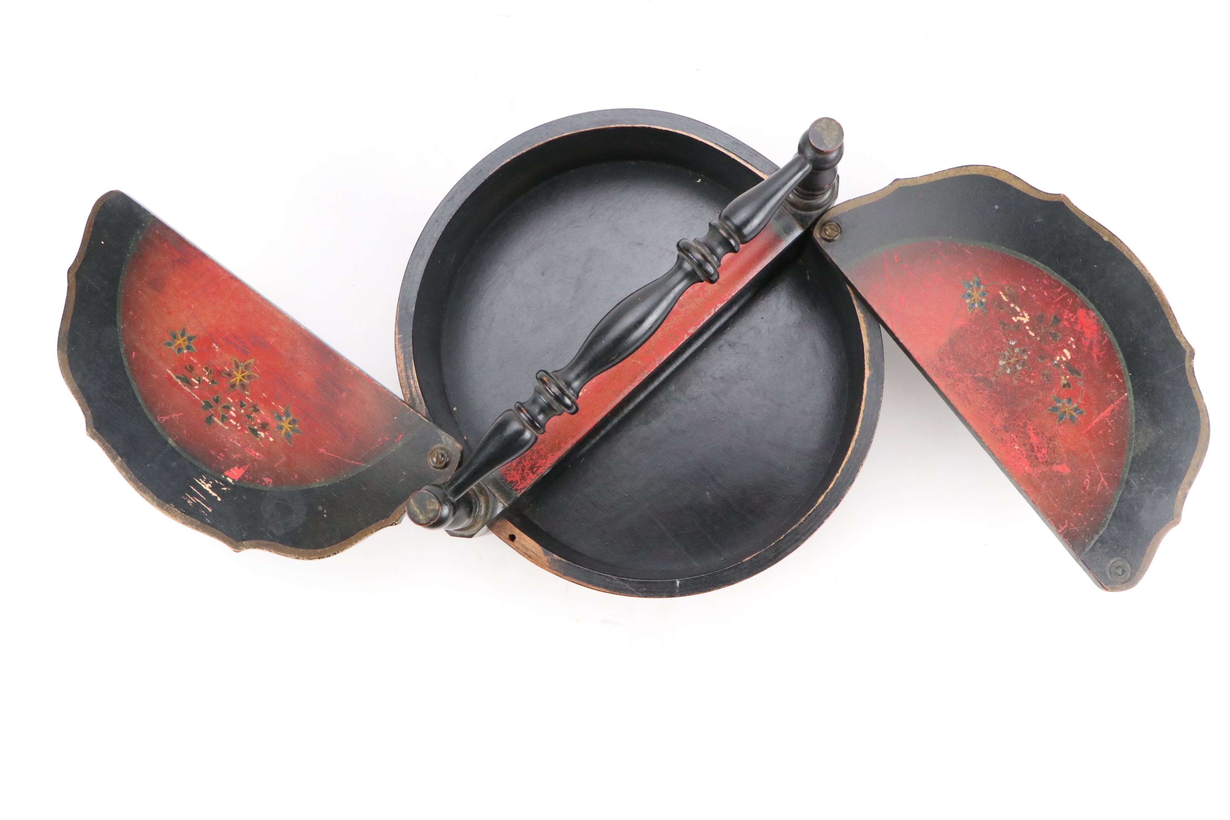 Hand-Painted Swinging Lid Handled Wood Box