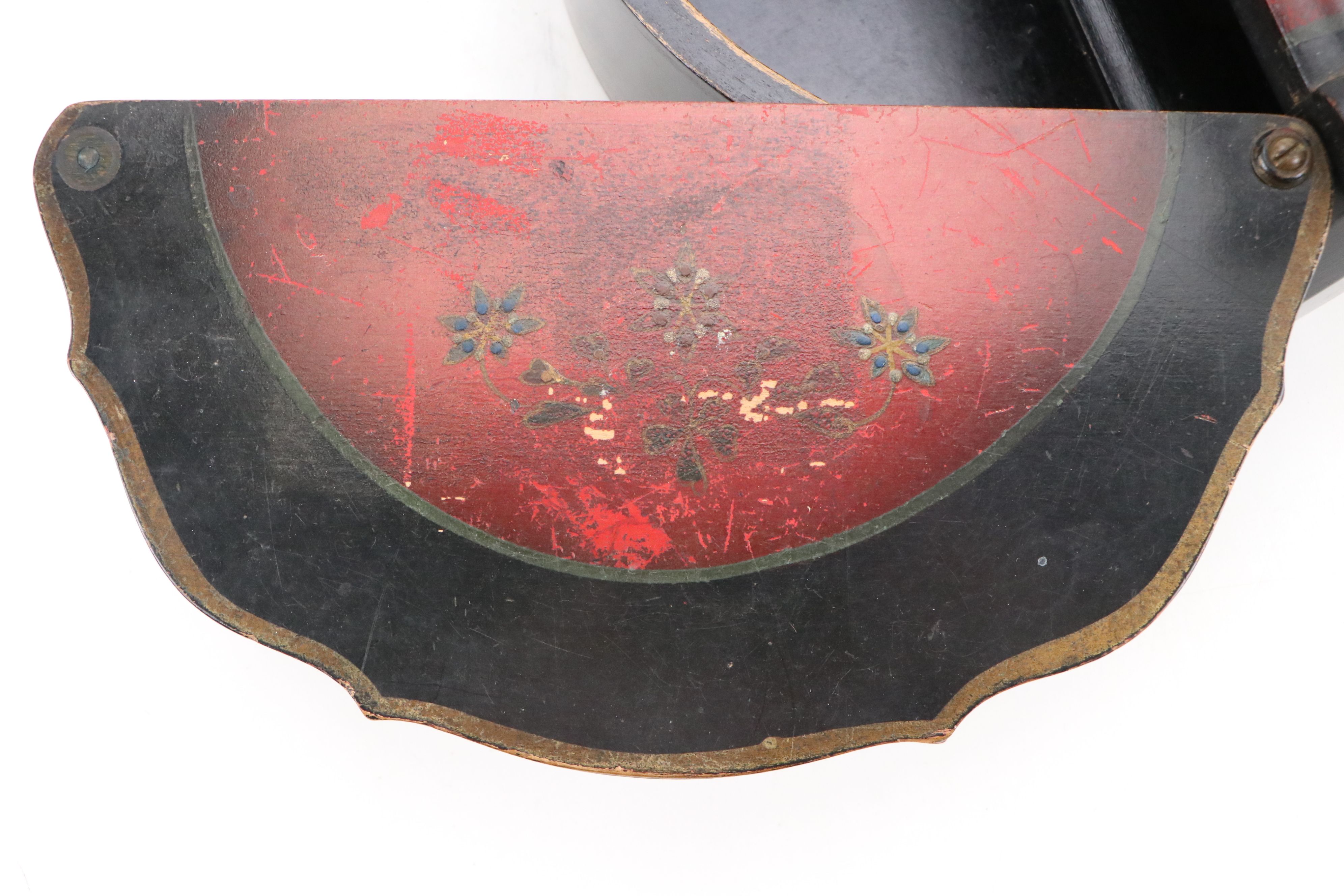 Hand-Painted Swinging Lid Handled Wood Box