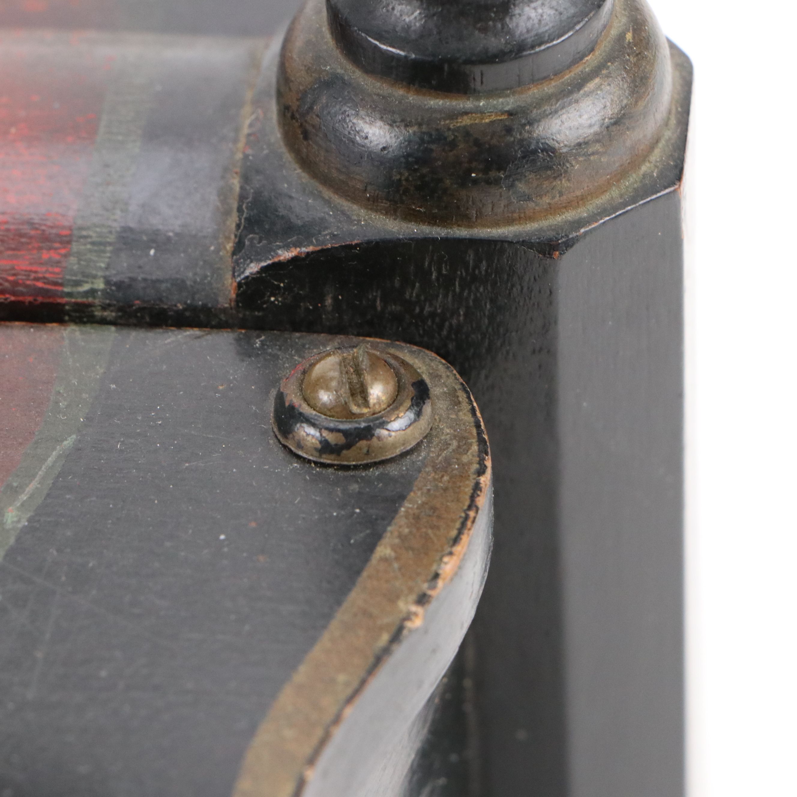 Hand-Painted Swinging Lid Handled Wood Box