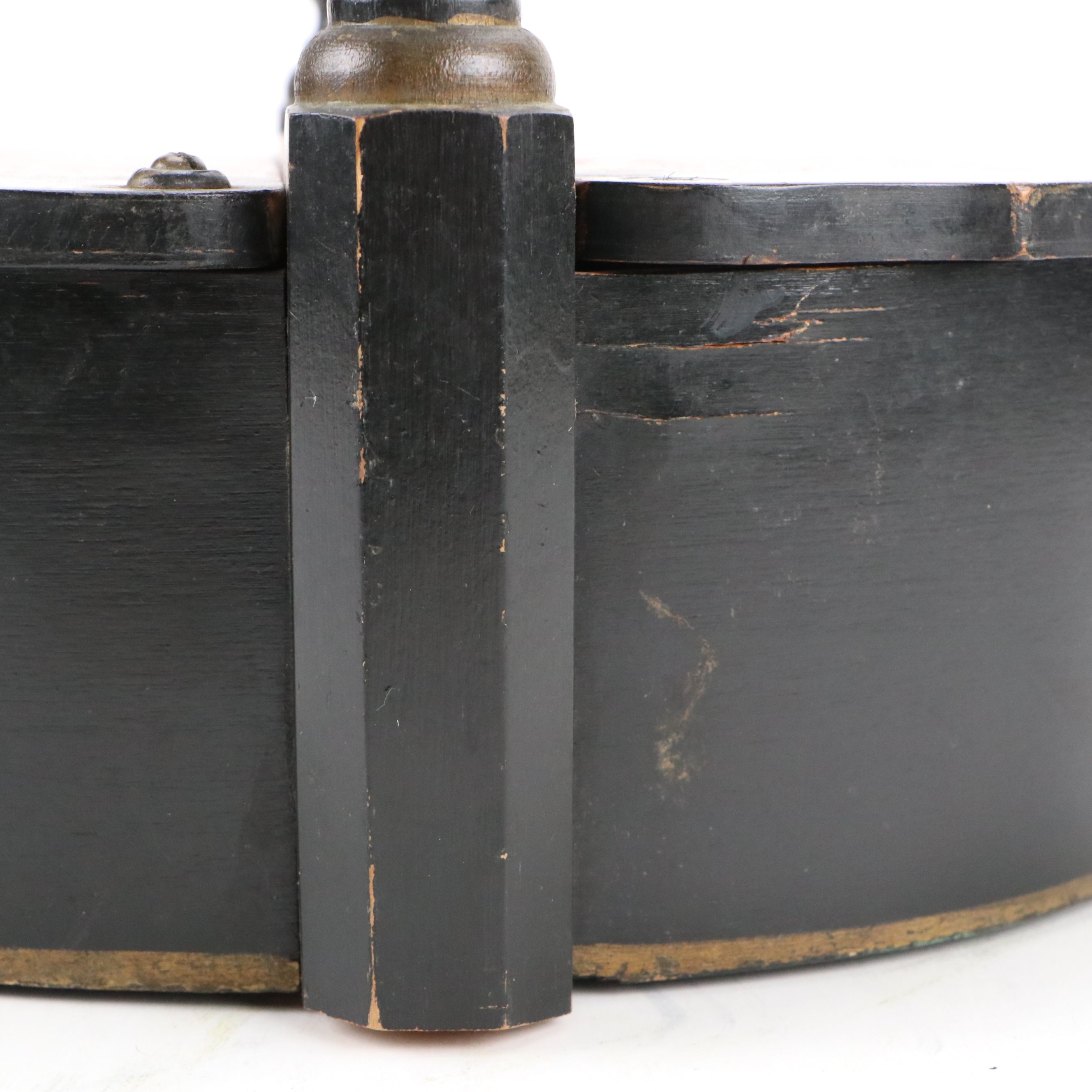 Hand-Painted Swinging Lid Handled Wood Box