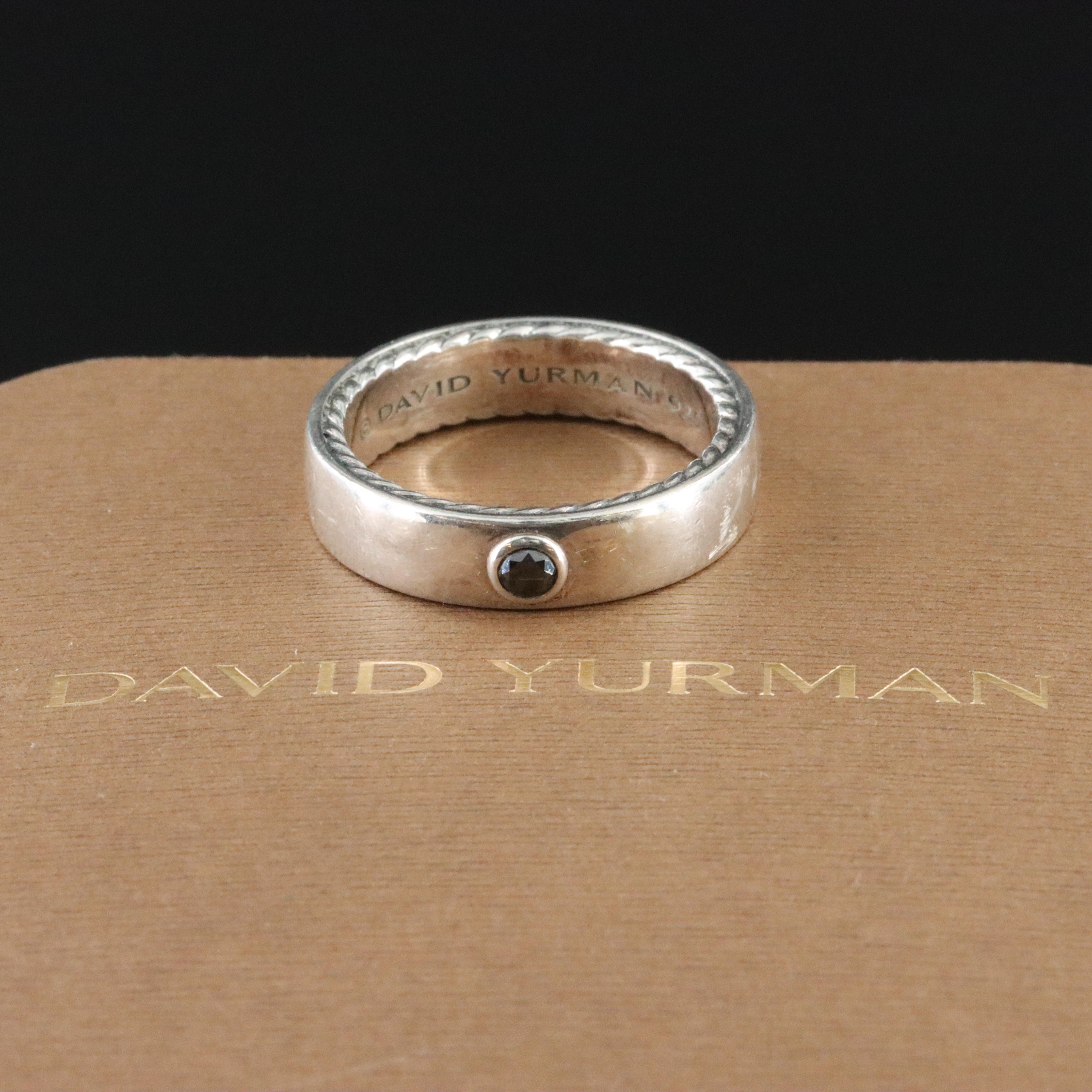 David Yurman Streamline Sterling Band with Black Diamond Accent