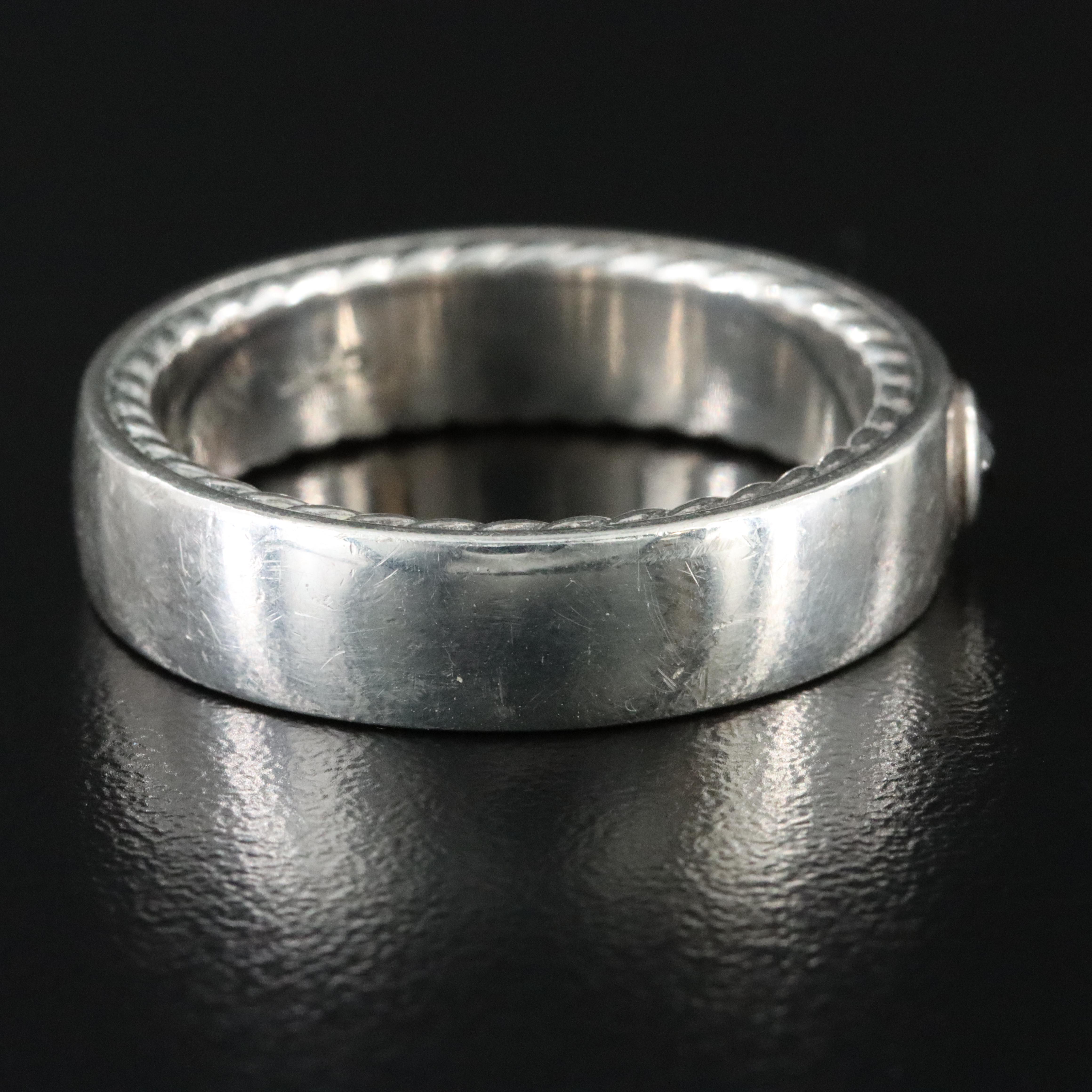 David Yurman Streamline Sterling Band with Black Diamond Accent