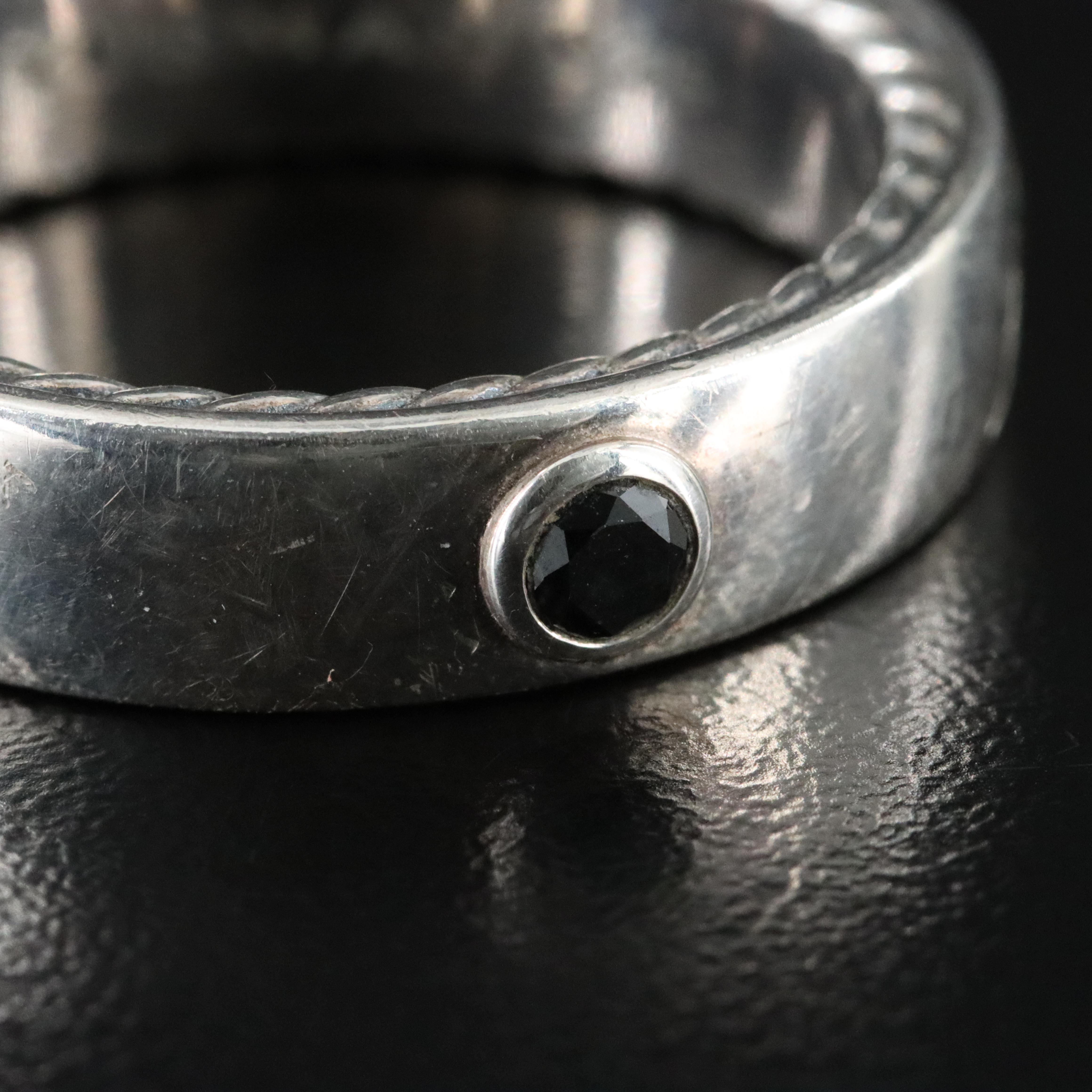 David Yurman Streamline Sterling Band with Black Diamond Accent