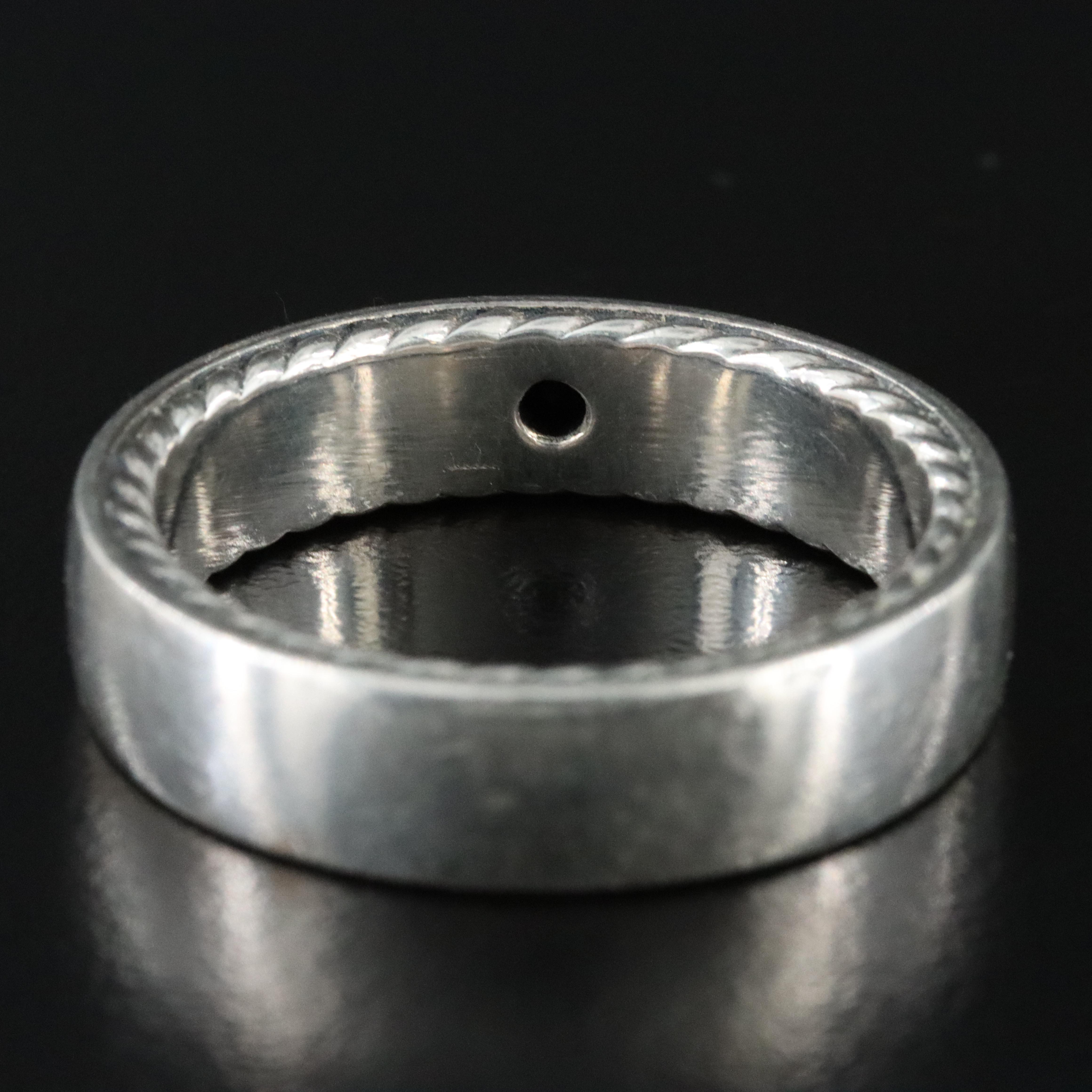 David Yurman Streamline Sterling Band with Black Diamond Accent