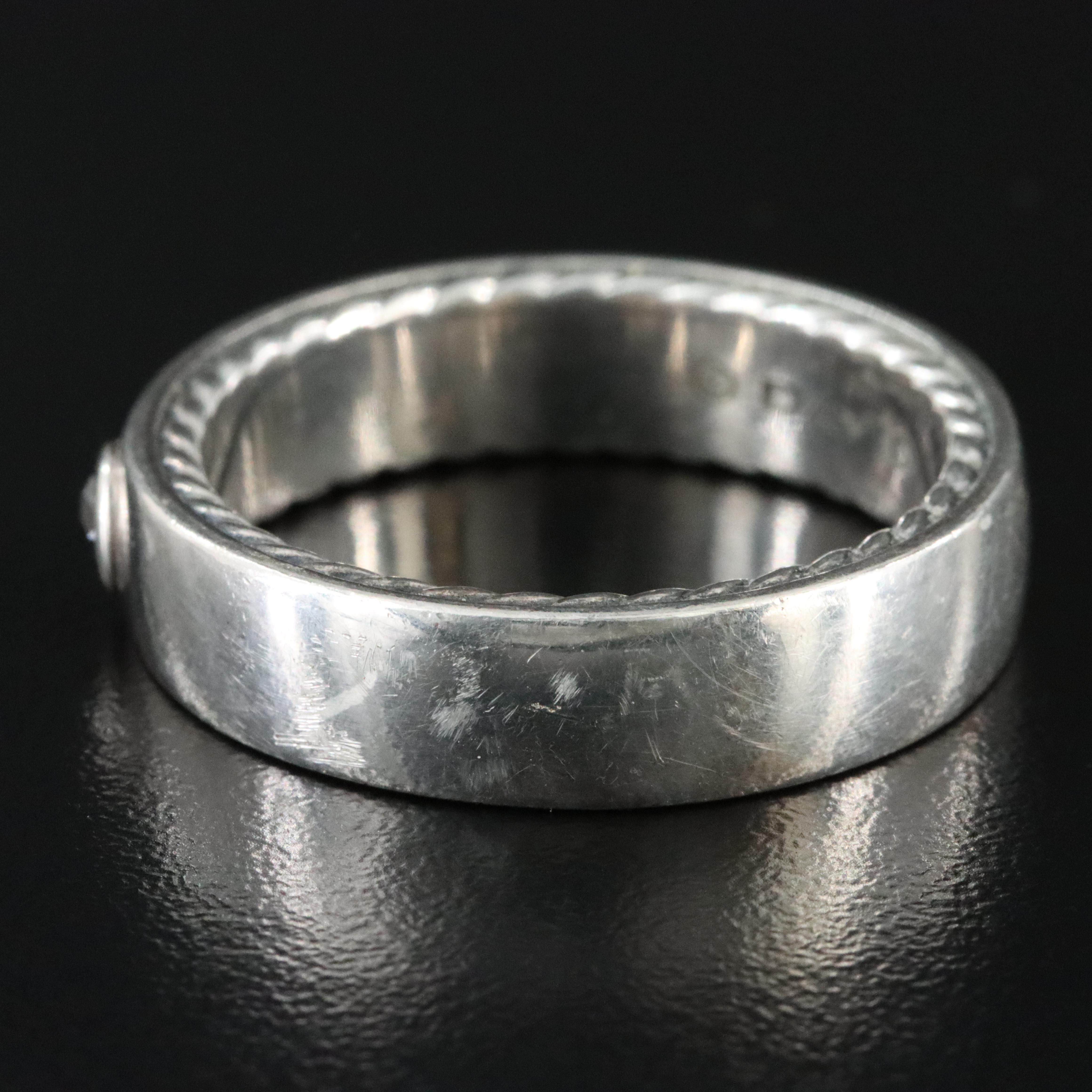 David Yurman Streamline Sterling Band with Black Diamond Accent