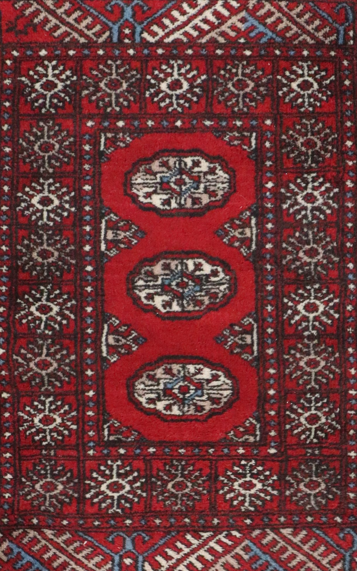 2' x 3'7 Hand-Knotted Pakistani Bokhara Accent Rug