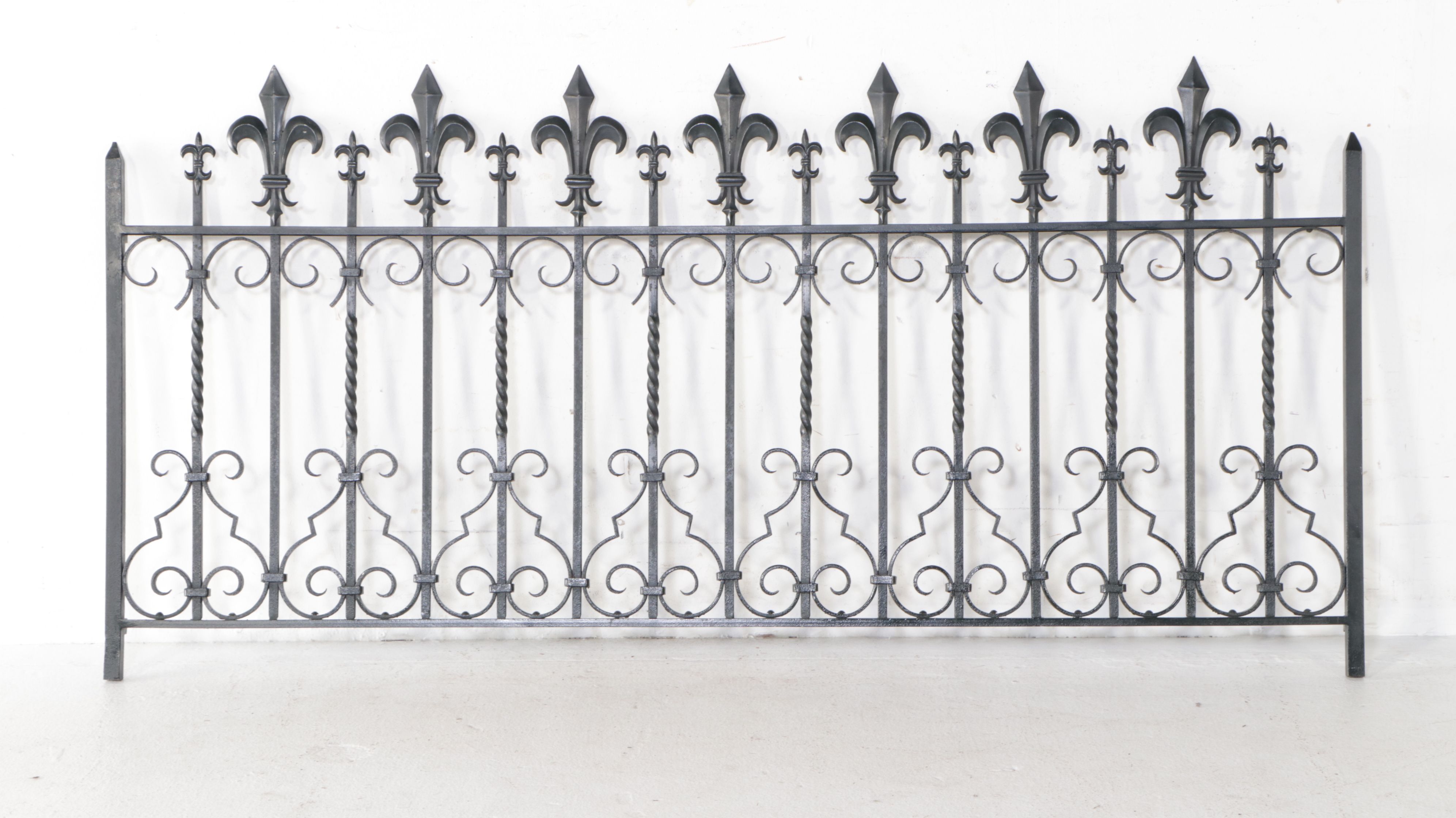 Art Nouveau Style Wrought Iron Fence Headboard with IKEA Tromsö Bed Platforms