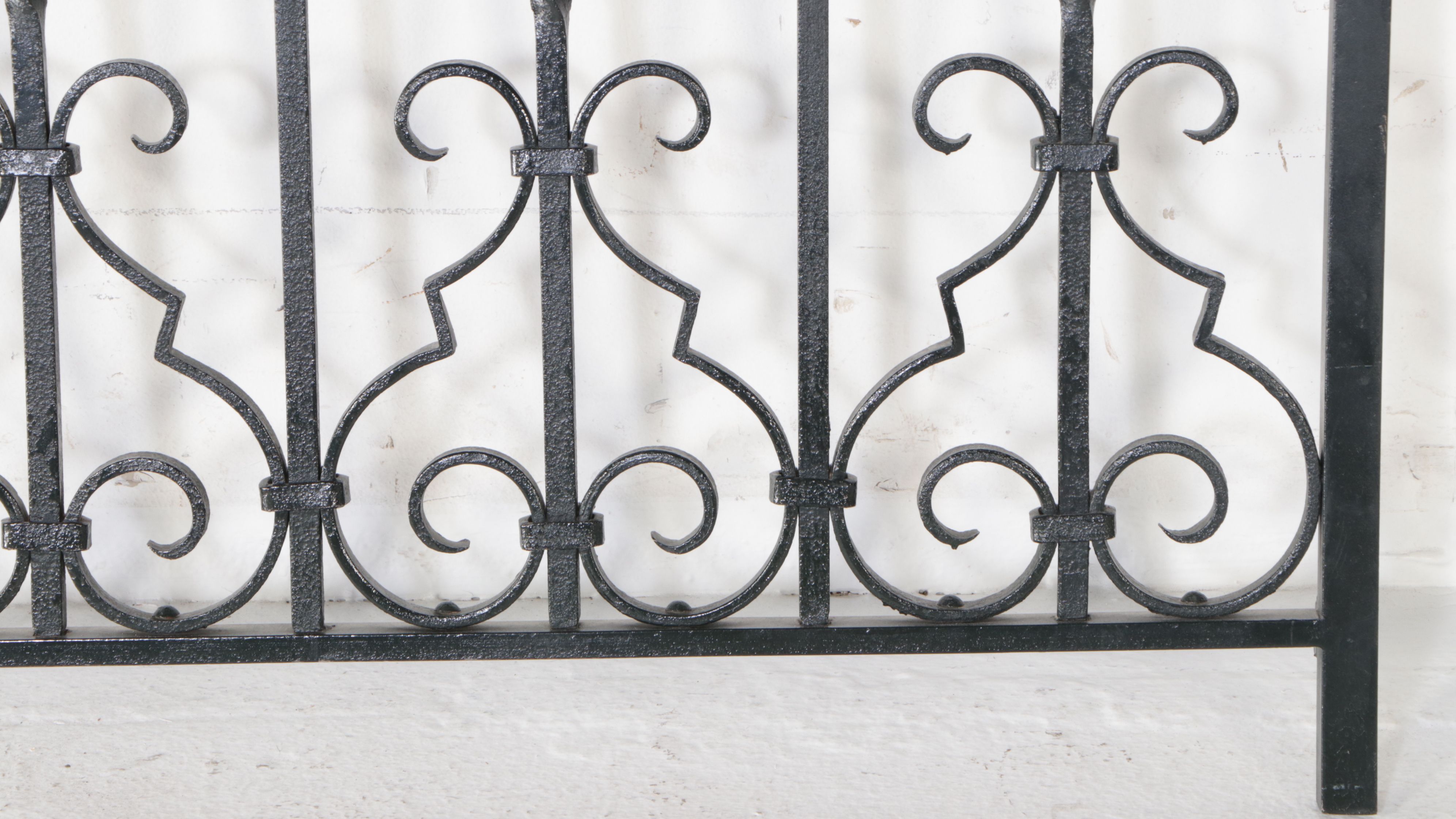 Art Nouveau Style Wrought Iron Fence Headboard with IKEA Tromsö Bed Platforms