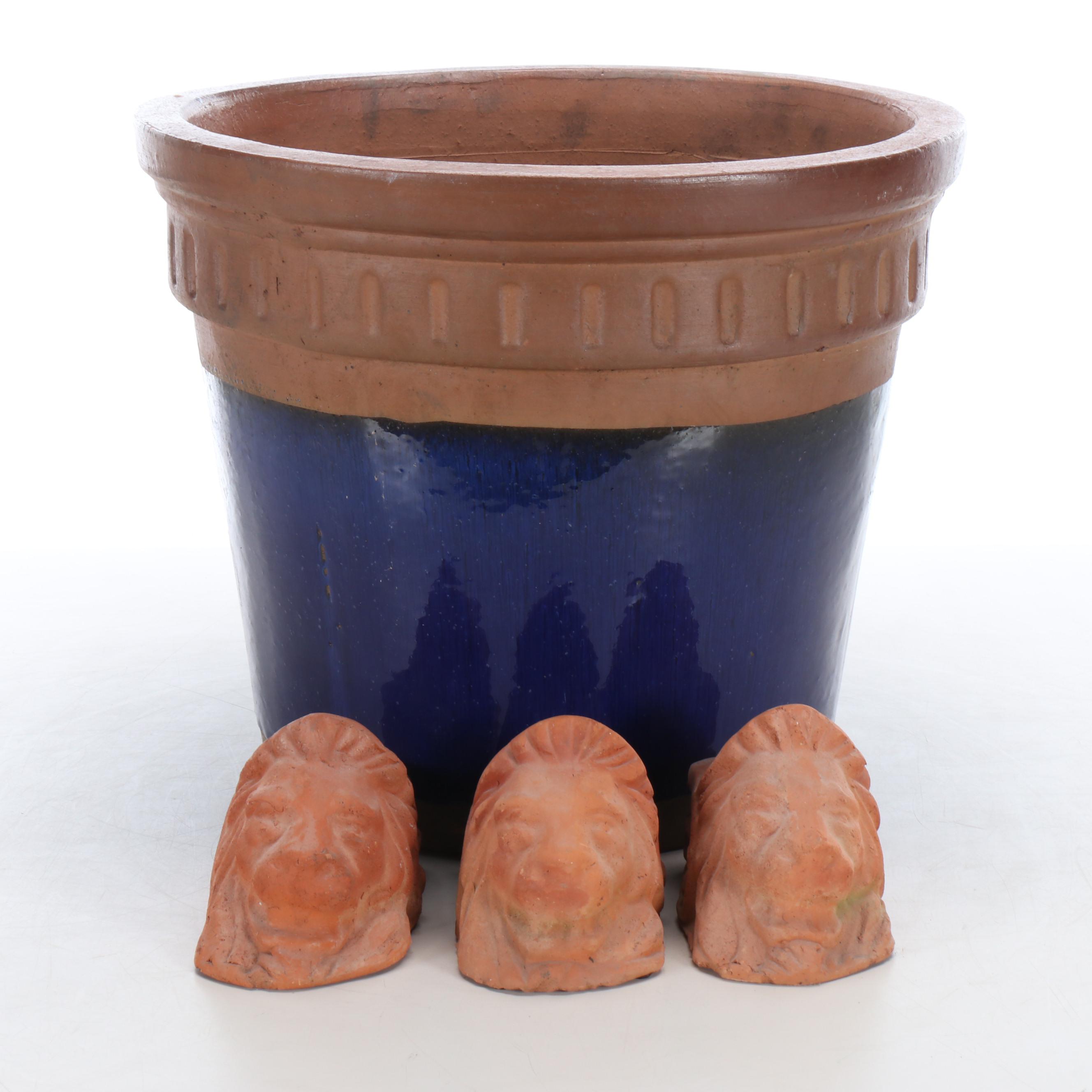 Terracotta Planter Pot and Lion Feet