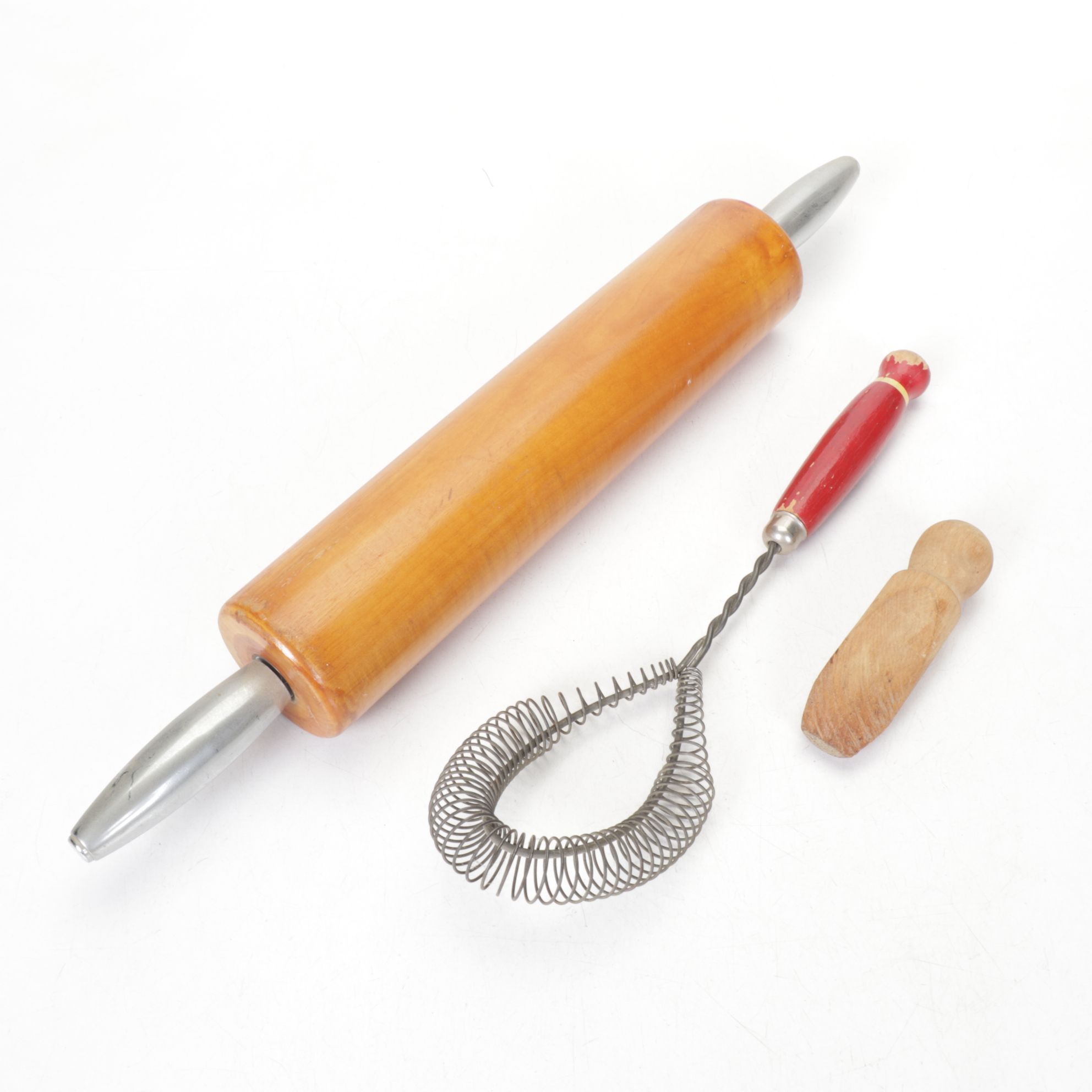 Covered Cake Plate, Hand Sifter & Other Kitchen Tools, Mid-20th Century