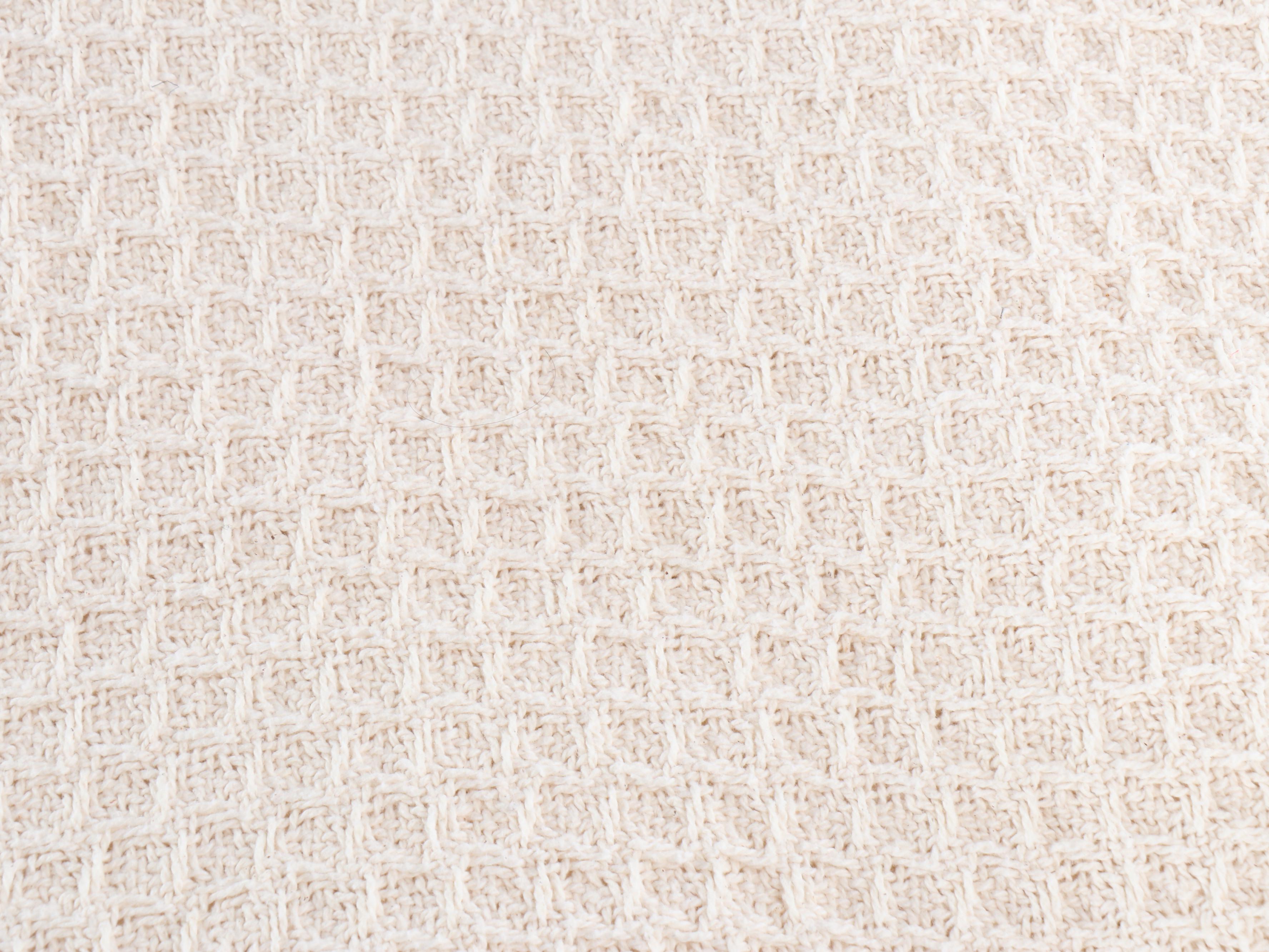 Beige, Mint Green and White Woven Cotton Blankets