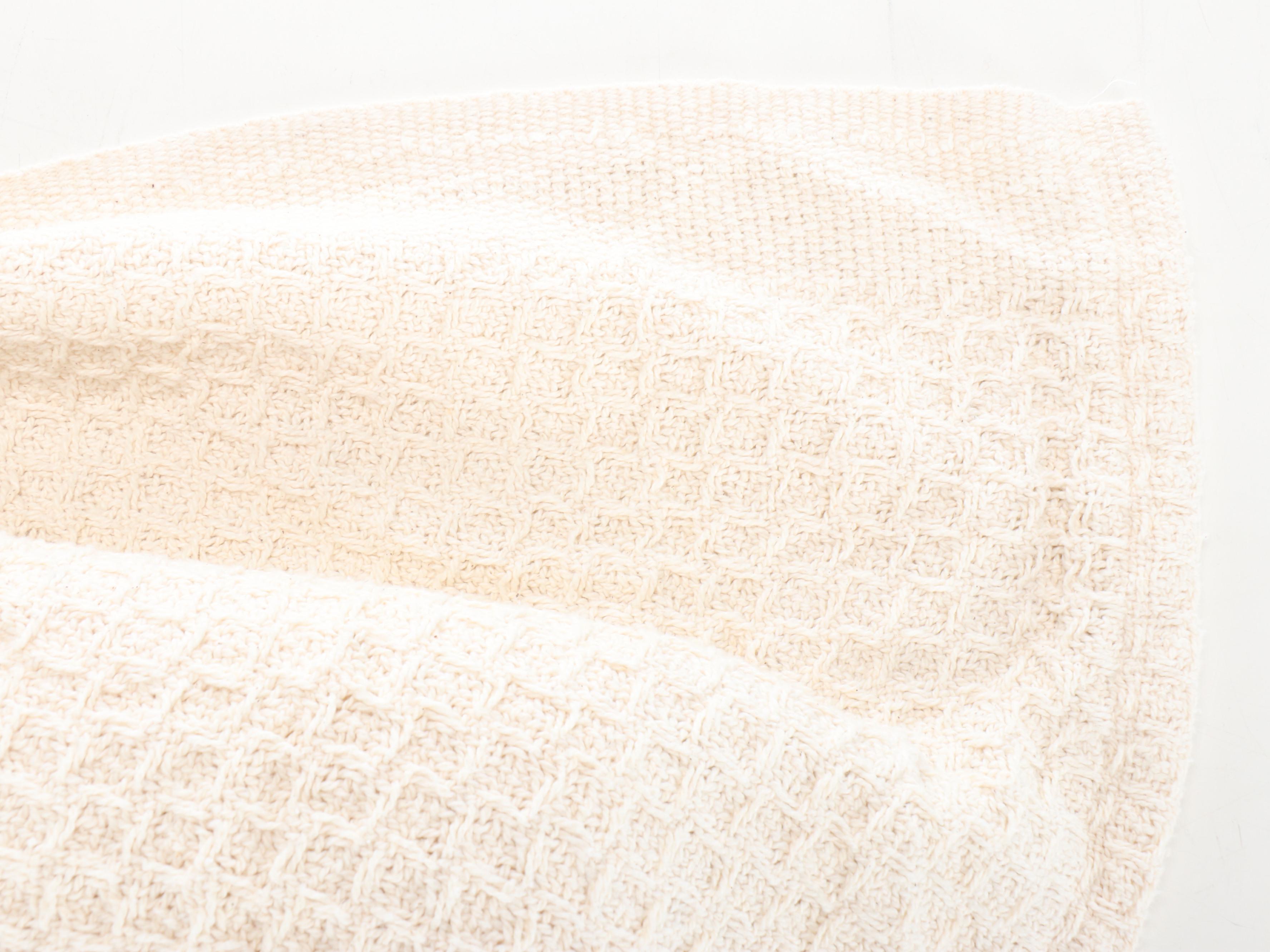 Beige, Mint Green and White Woven Cotton Blankets