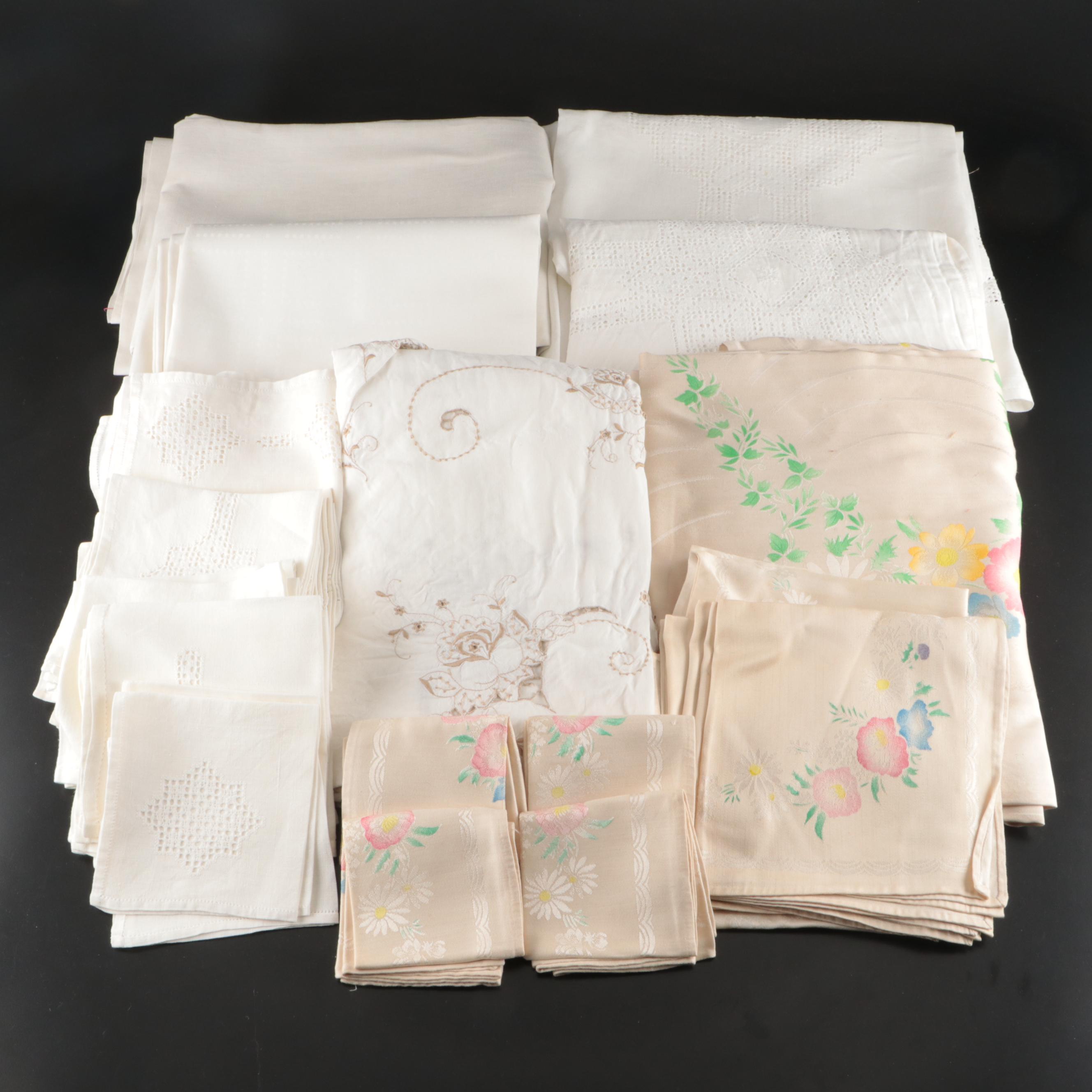 Floral Cream with Other White Table Linens