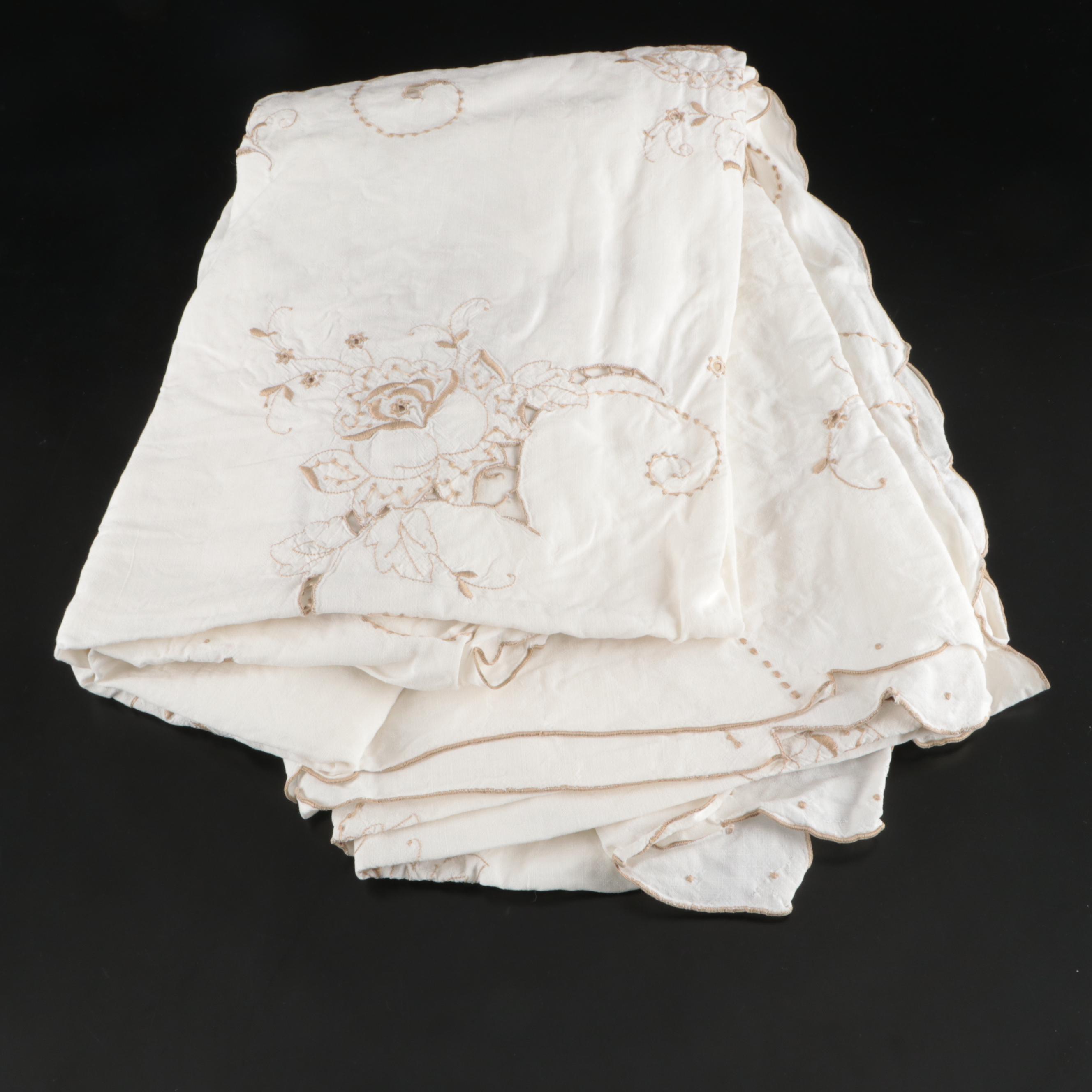 Floral Cream with Other White Table Linens