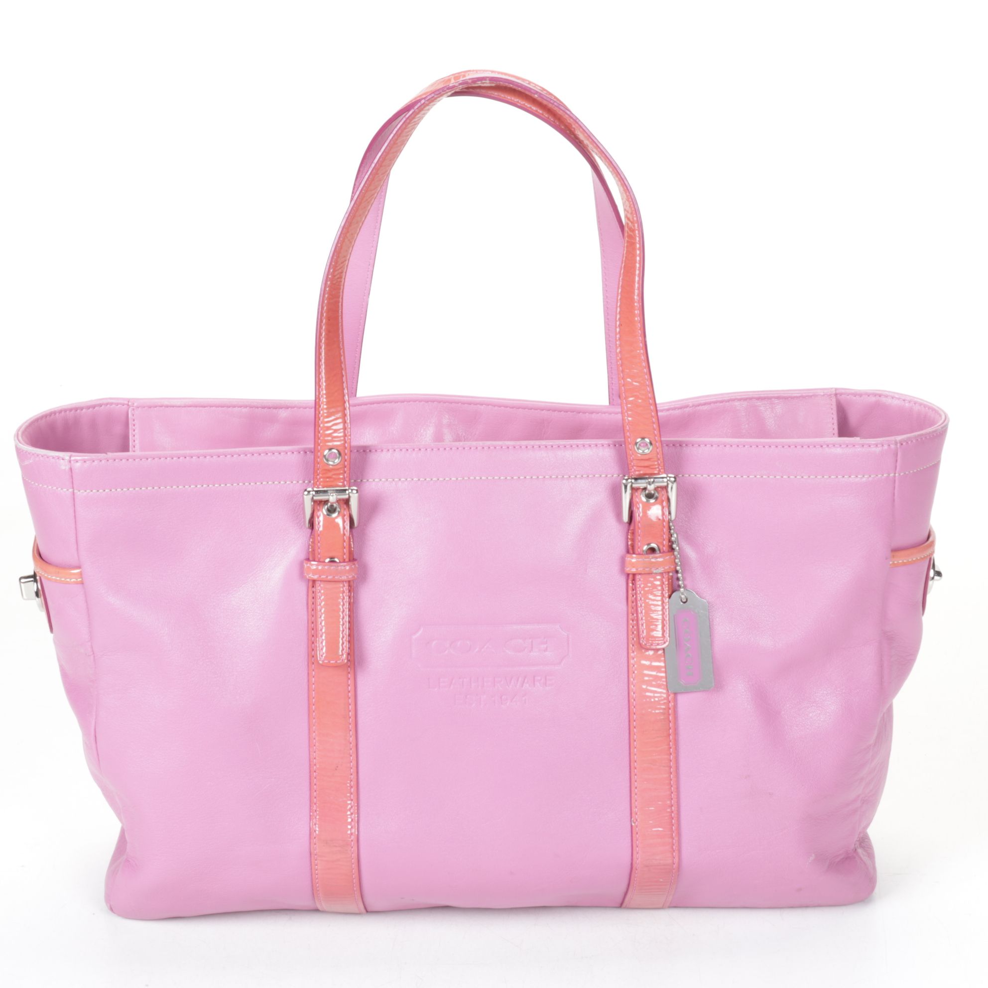 Coach Pink Tote with Patent Leather Trim & Ocelot Print Cross-Body Bag