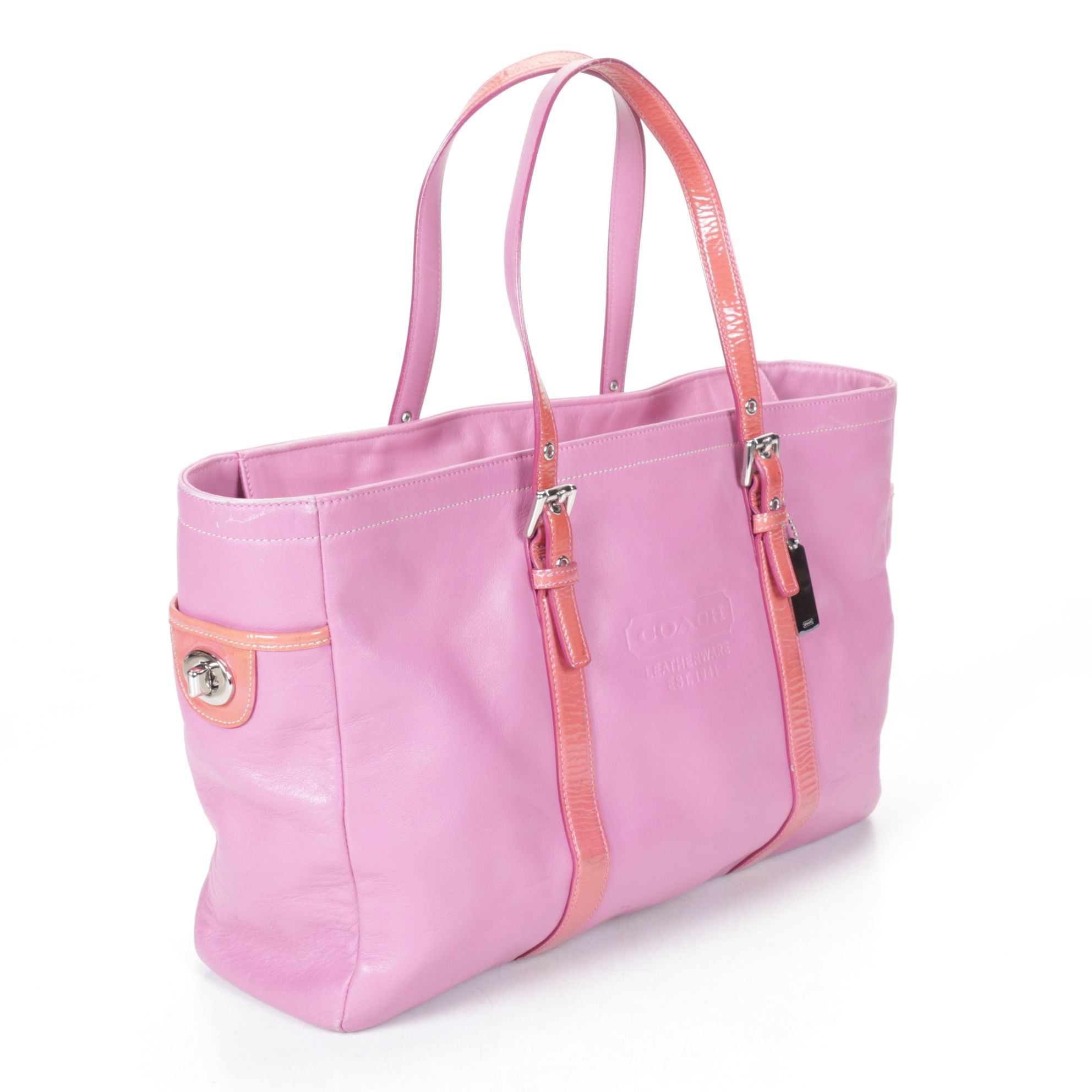 Coach Pink Tote with Patent Leather Trim & Ocelot Print Cross-Body Bag
