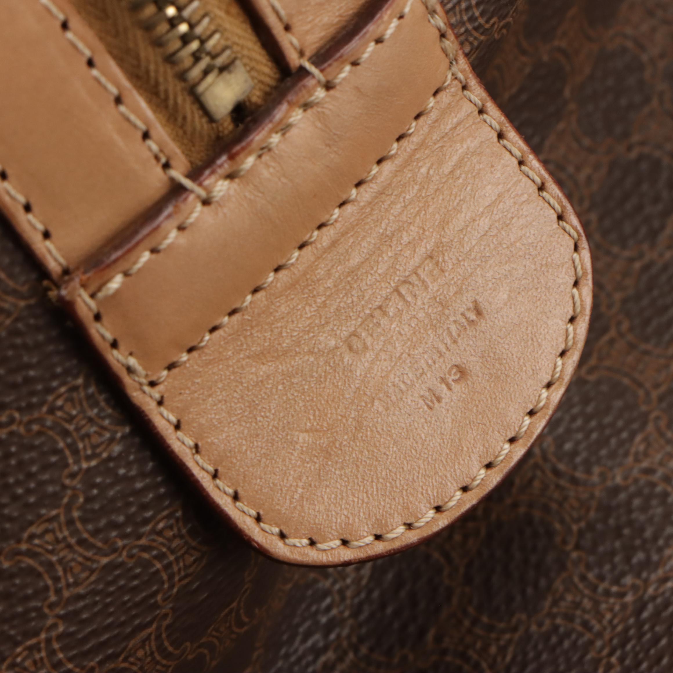 Celine Duffle Bag in Dark Brown Macadam Canvas and Leather Trim