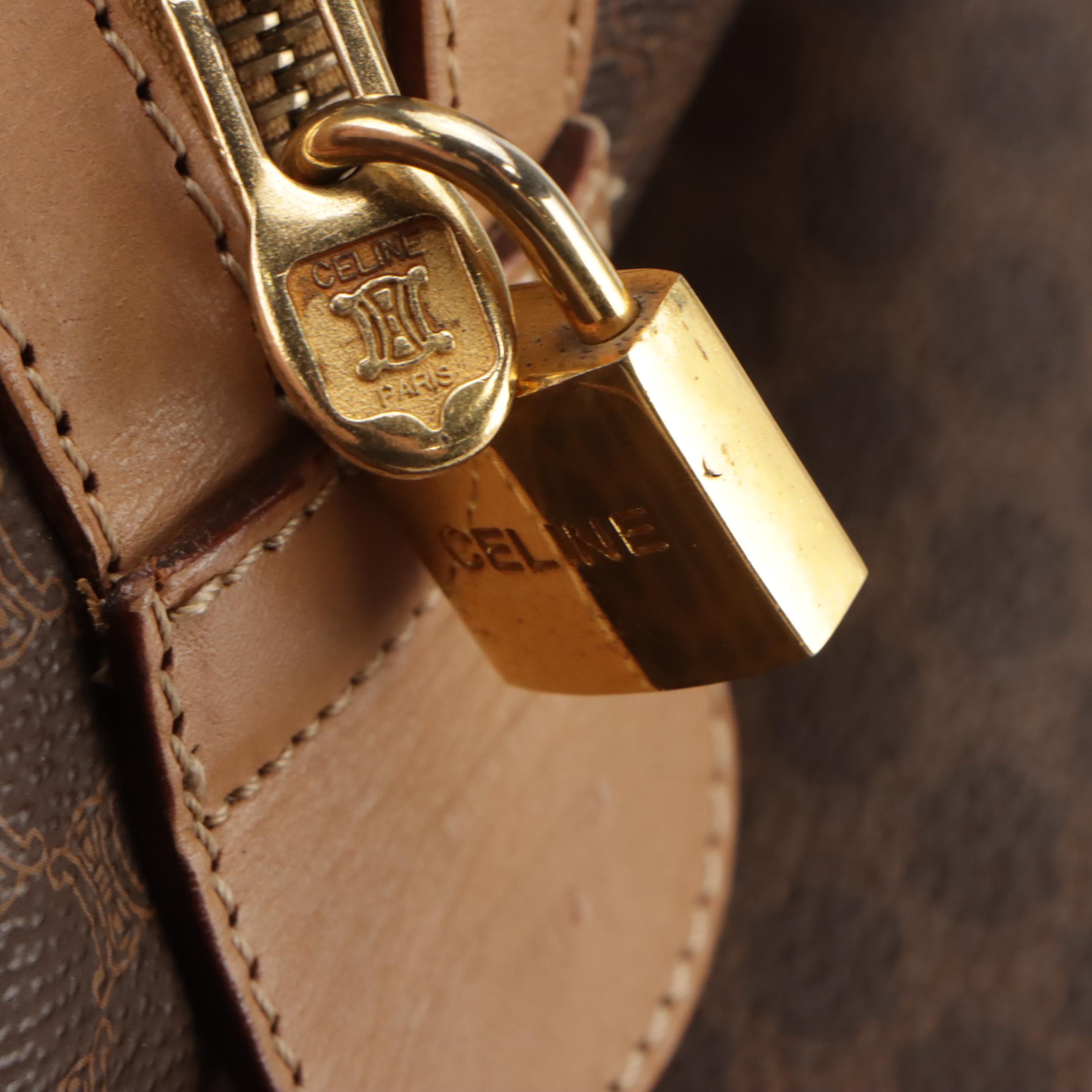 Celine Duffle Bag in Dark Brown Macadam Canvas and Leather Trim