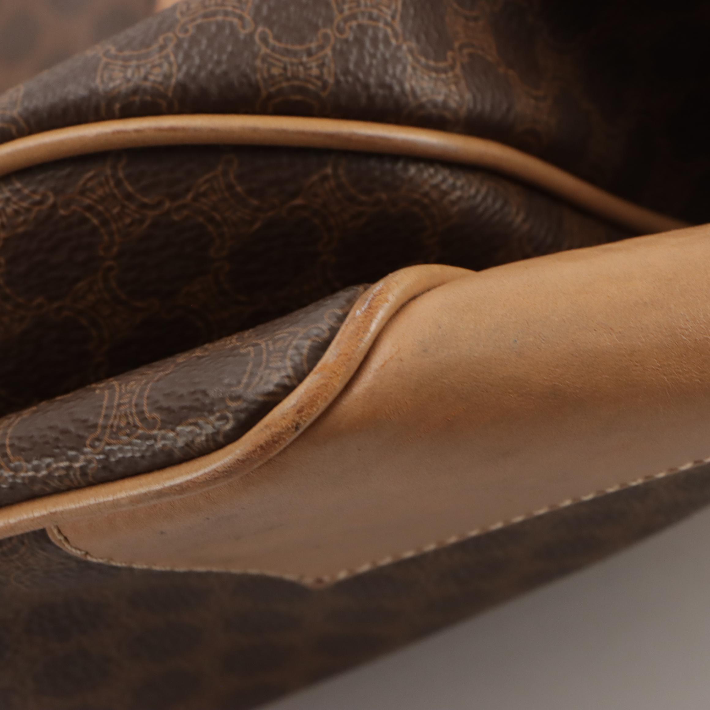 Celine Duffle Bag in Dark Brown Macadam Canvas and Leather Trim