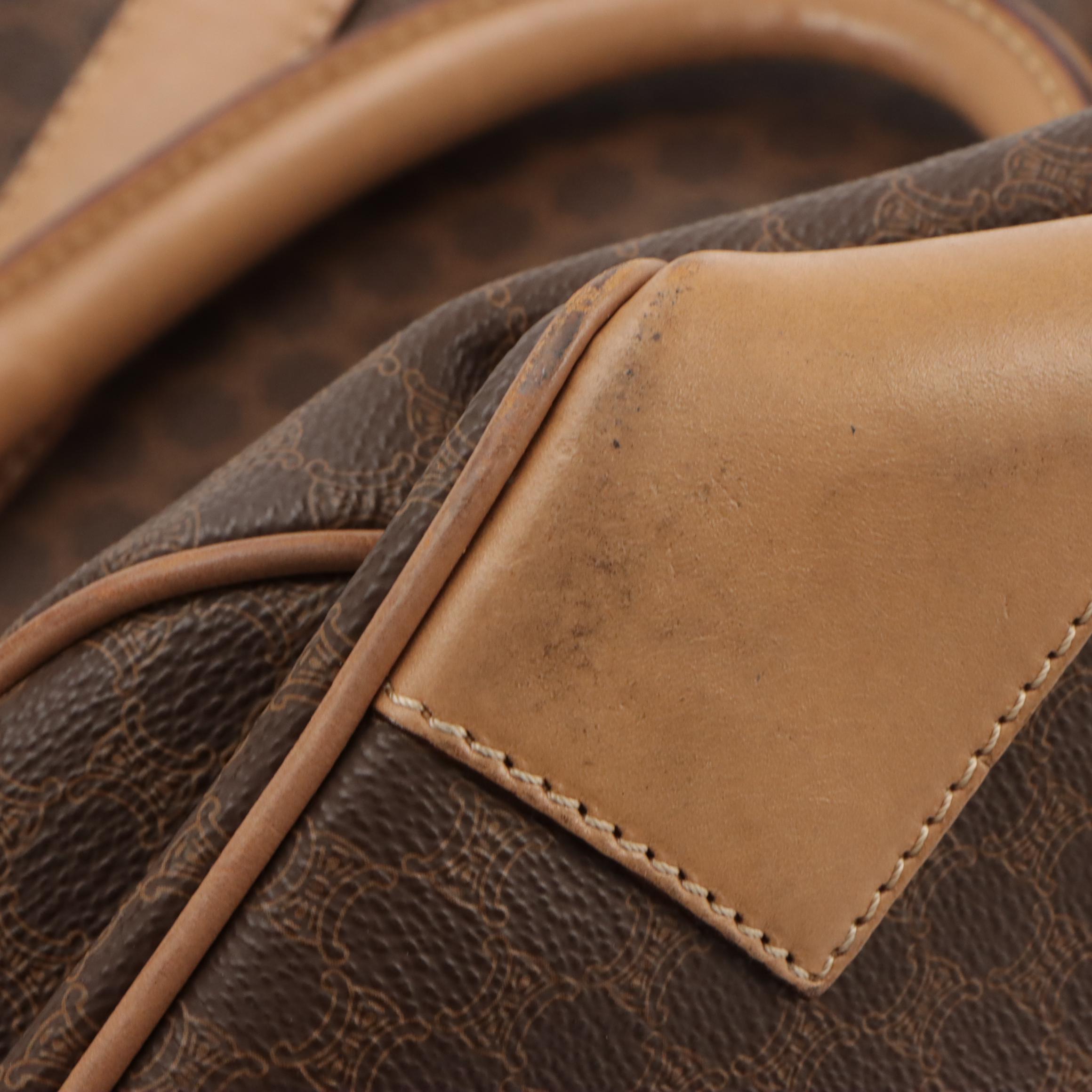 Celine Duffle Bag in Dark Brown Macadam Canvas and Leather Trim