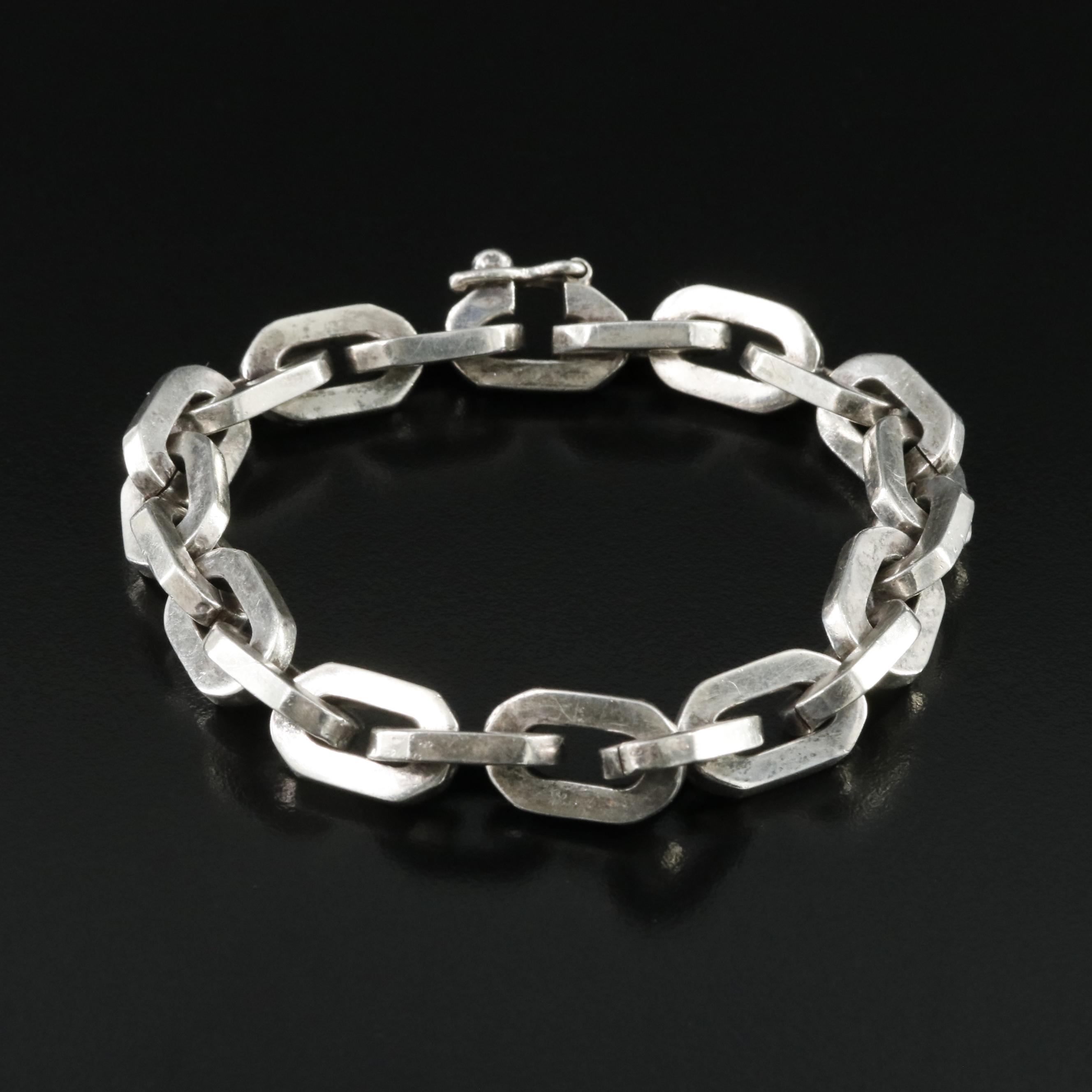 Mexican Modernist Sterling Cable Chain Bracelet