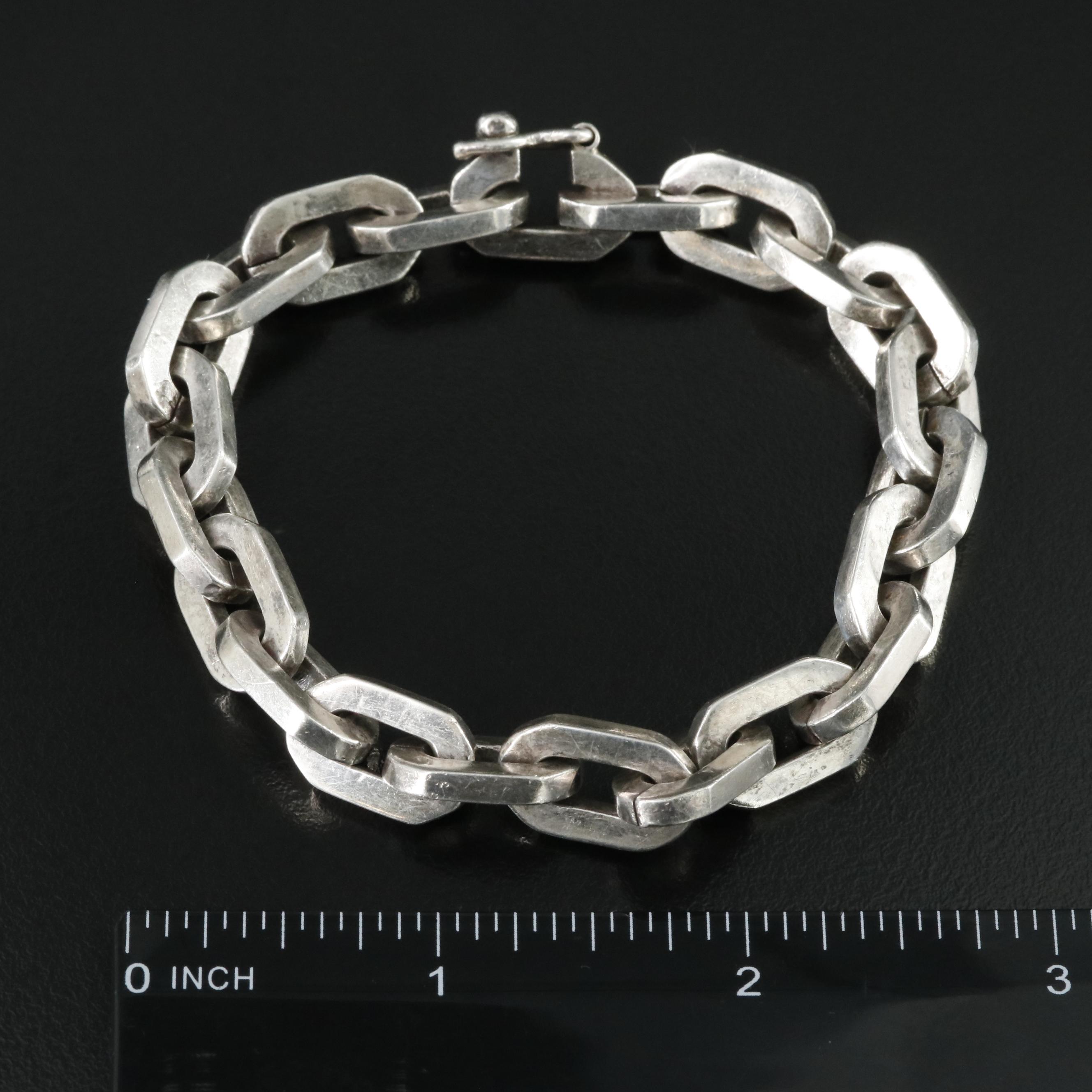 Mexican Modernist Sterling Cable Chain Bracelet