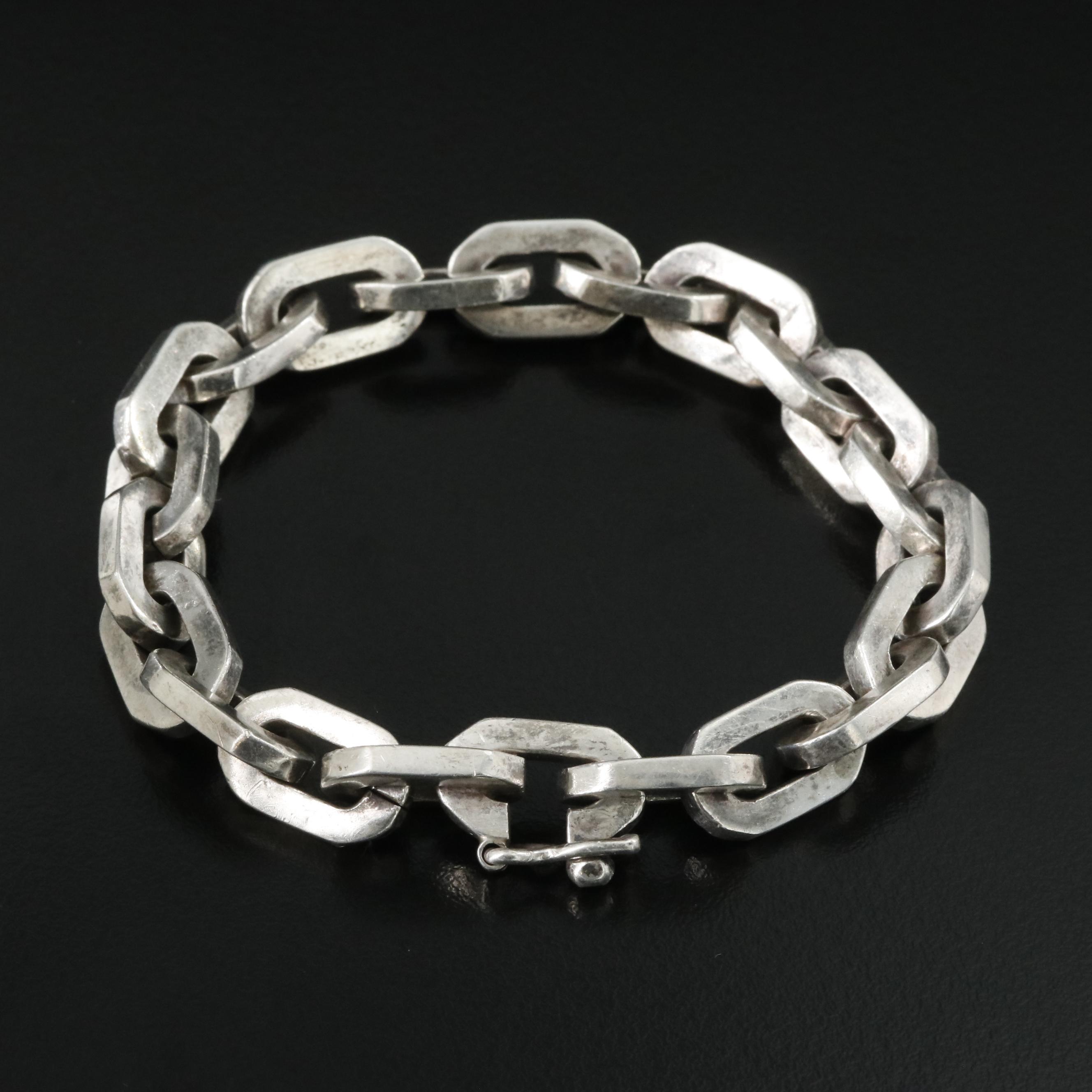 Mexican Modernist Sterling Cable Chain Bracelet