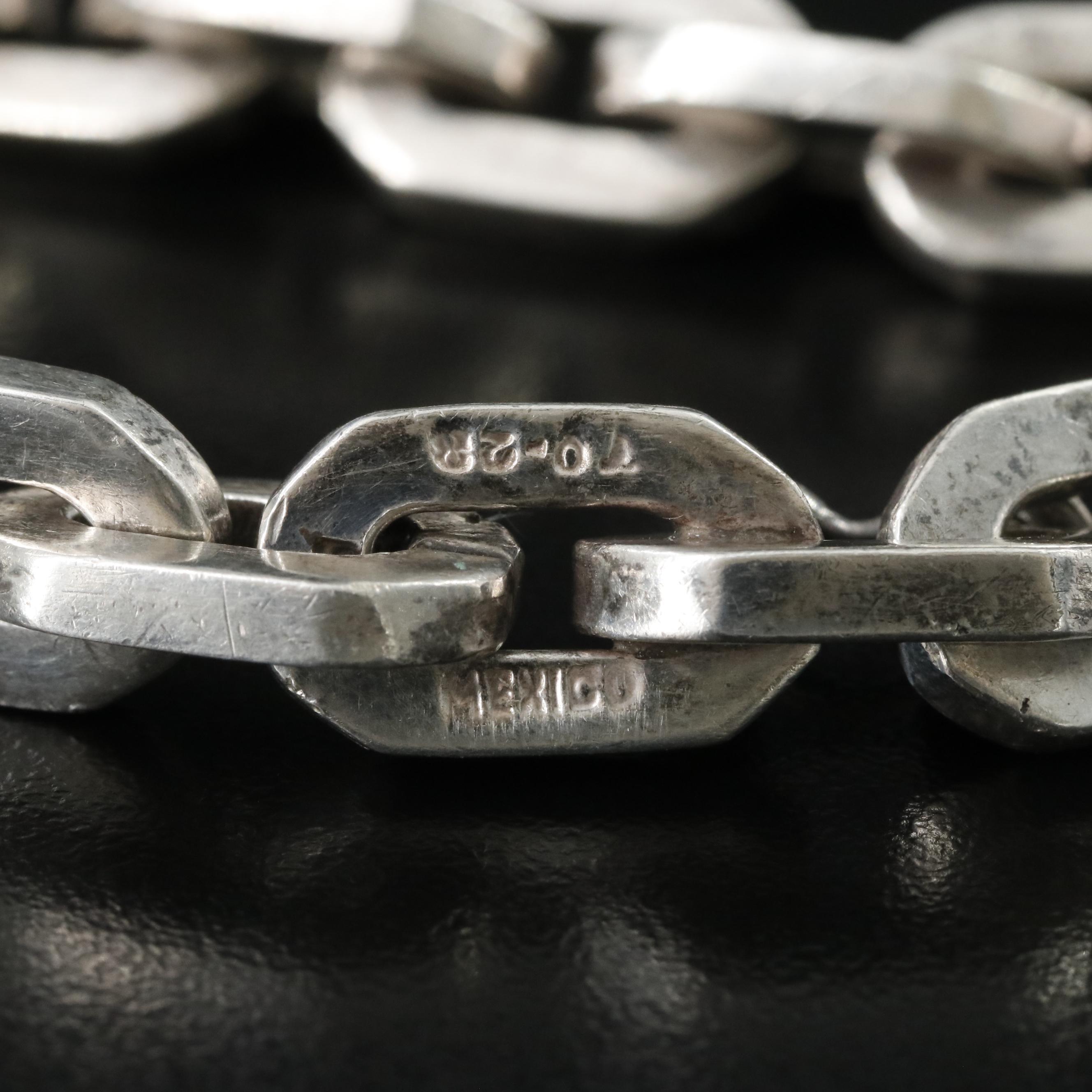 Mexican Modernist Sterling Cable Chain Bracelet