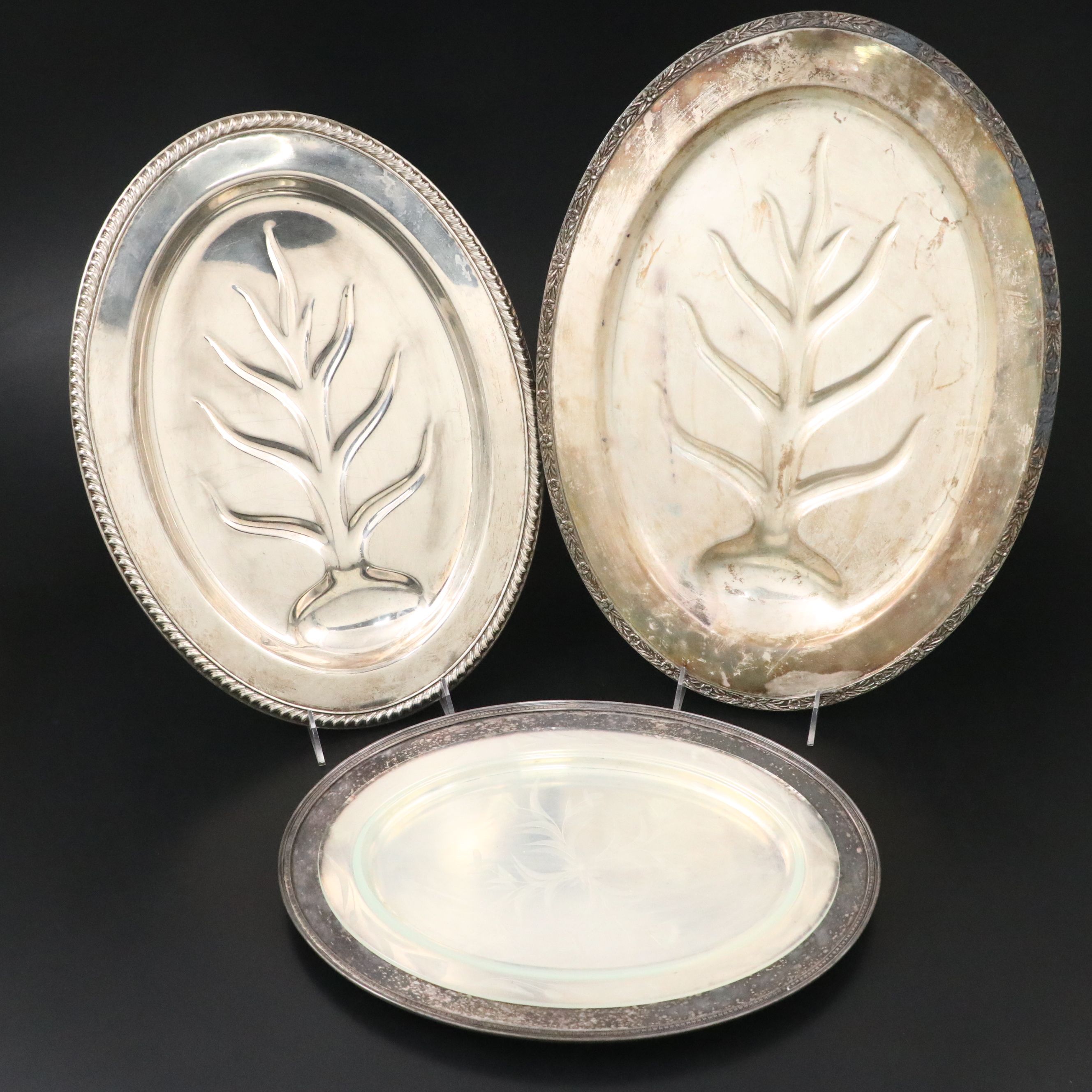 International Silver Co. Silver Plate Footed Tray and More Silver Plate Trays