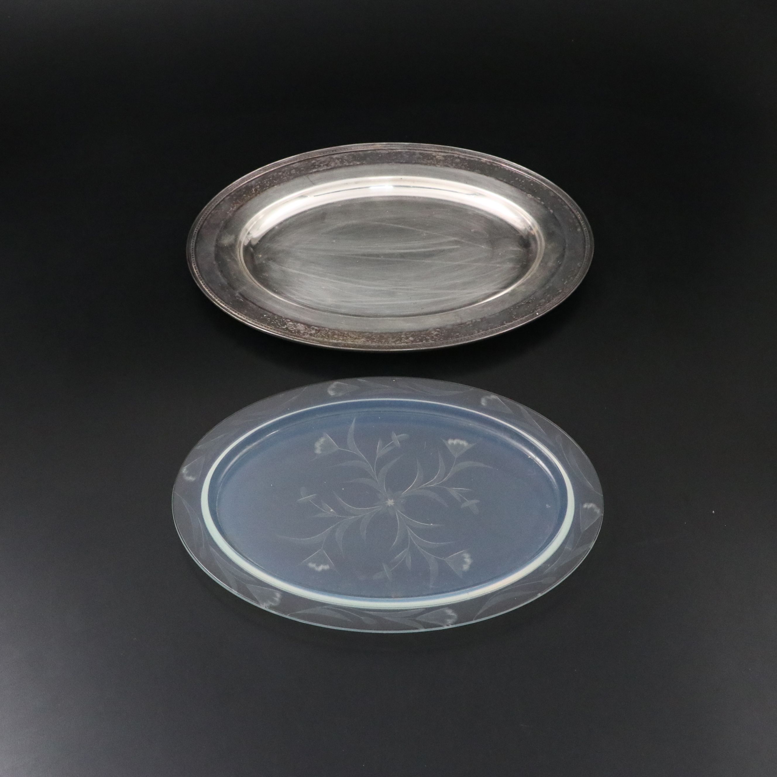 International Silver Co. Silver Plate Footed Tray and More Silver Plate Trays