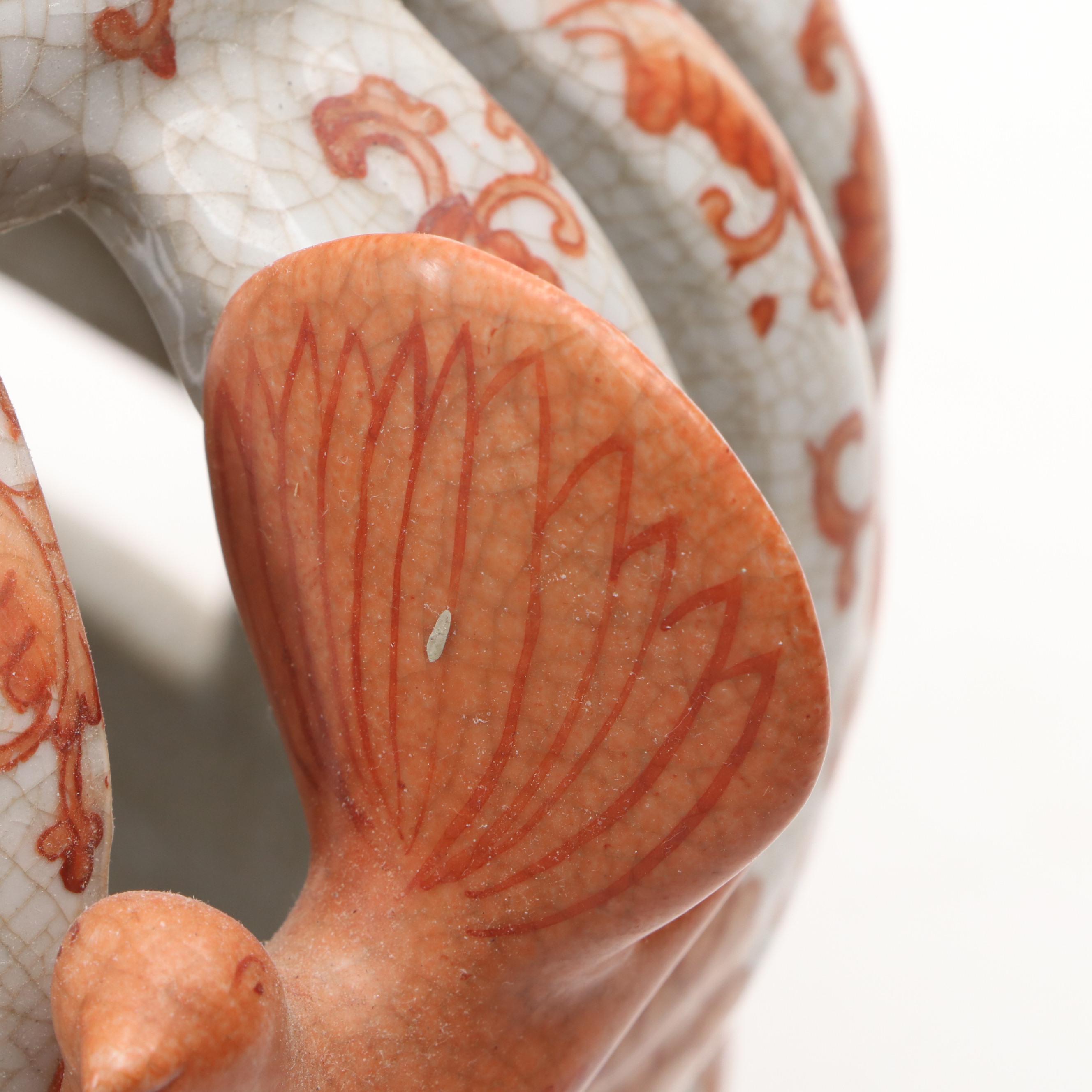 Chinese Hand-Painted Ceramic Hanging Lantern with Bird Accents, 2008